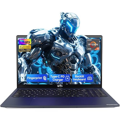NIMO 15.6" IPS FHD-Gaming-Laptop,AMD Ryzen 5 6600H 16GB DDR5 RAM 512GB SSD (Beat i5-1335U, 6 Cores Up to 4.5GHz) AMD Radeon 660M GPU-Computer with 100W Type-C Backlit Keyboard Fingerprint