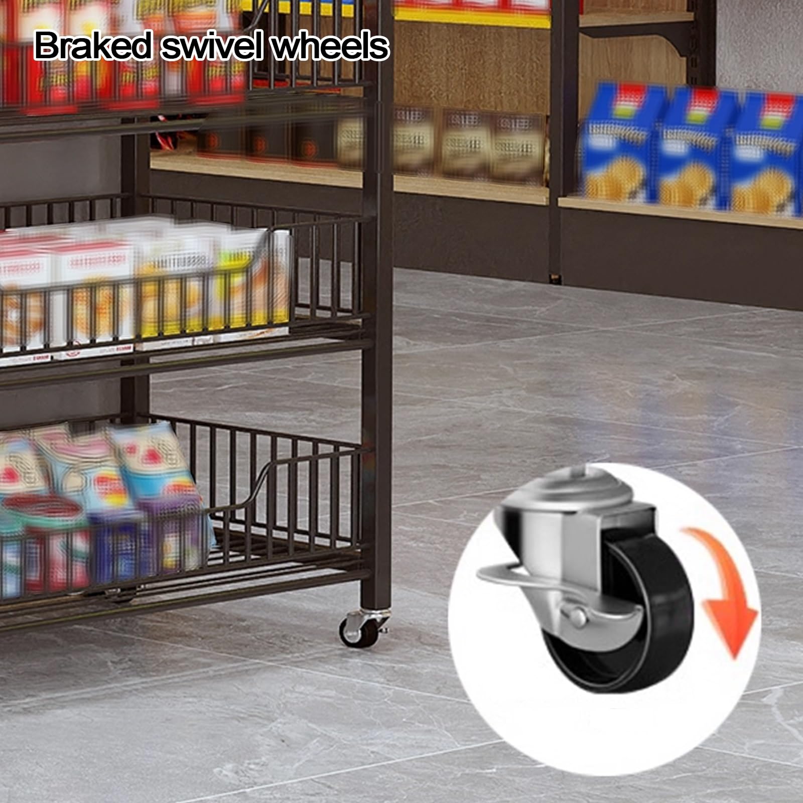 Regał Magazynowy z Hakami Stal Węglowa Regały Supermarketowe z Hamowanymi Kółkami Obrotowymi Wysoka Nośność Oszczędność Miejsca Regały Detaliczne do Sklepów, Supermarketów, Drogerii(White,27*60*112cm)