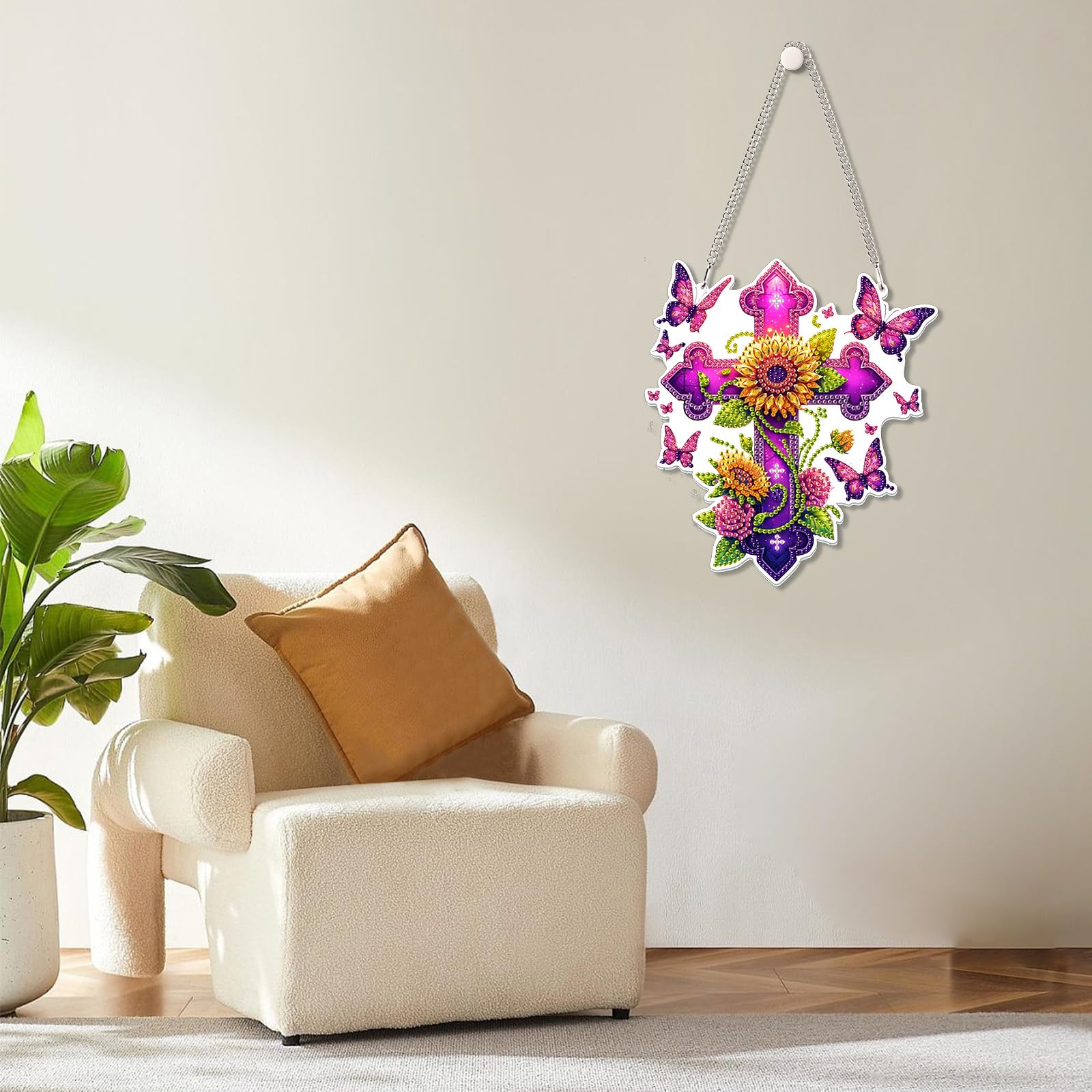 MOGTAA Cross Flowers Hanging Diamond Art Pendant Kit - Image 3