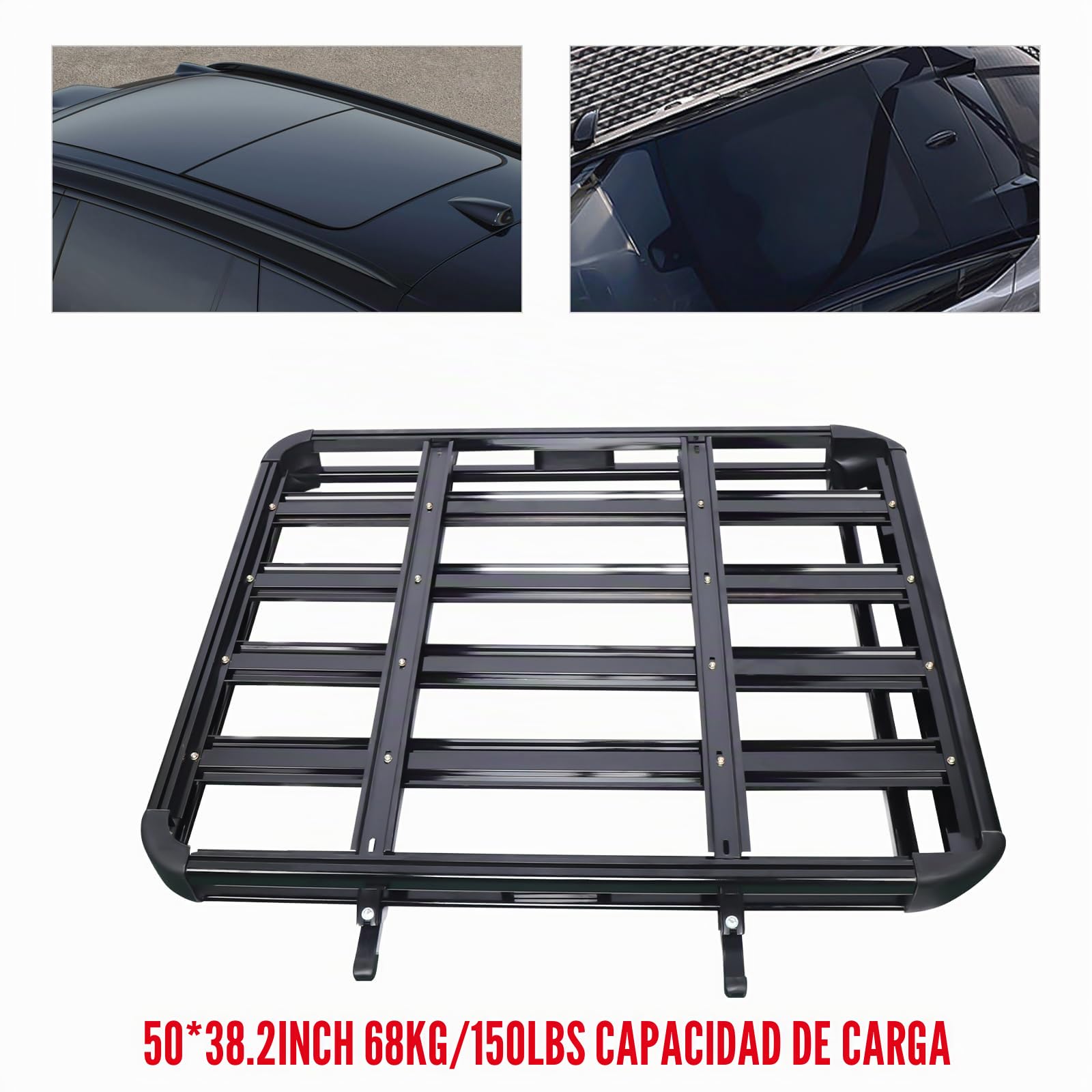 Cesta de techo de 127 x 97 cm universal para coche, Baca Coche, Portaequipajes, Cesta para Equipaje, Diseño de Doble Capa, Adecuado para Modelos Universales SUV