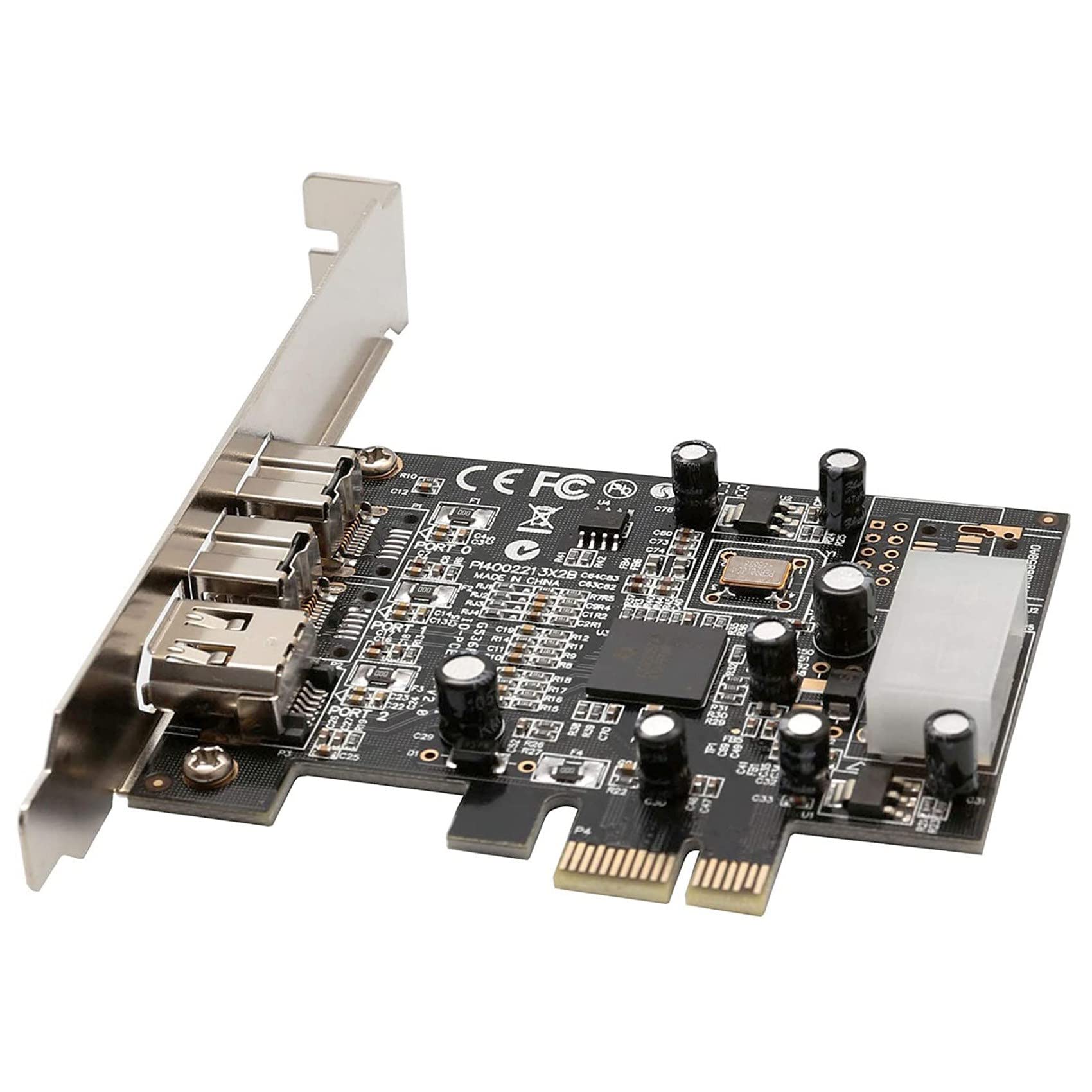 shanpu -PEX30016 3 Puertos IEEE 1394 Firewire 1394B y 1394A Tarjeta PCIe 1.1 X1 Chipset TI XIO2213B Requiere Controlador Heredado