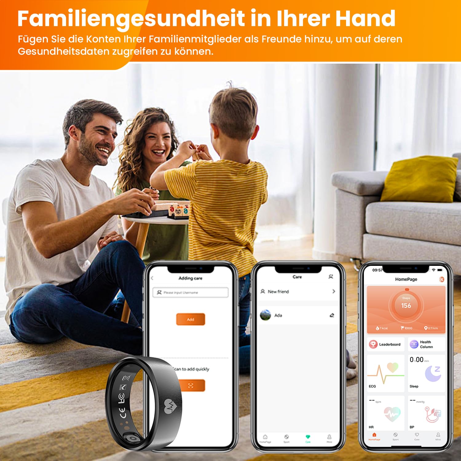 Rogbid R1P - Anello intelligente per uomo e donna, con frequenza cardiaca, ossigeno nel sangue, pressione sanguigna, monitoraggio del sonno, fitness step, IP69, impermeabile per iPhone e Android (8)