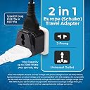 OREI India Europe Travel Adapter, India to Europe (Schuko) Plug, Type E/F European Plug Adapter - 2 in 1 - Perfect for Laptop, Camera Charger and More - CE, RoHS - Black - 5 Years Warranty gallery image