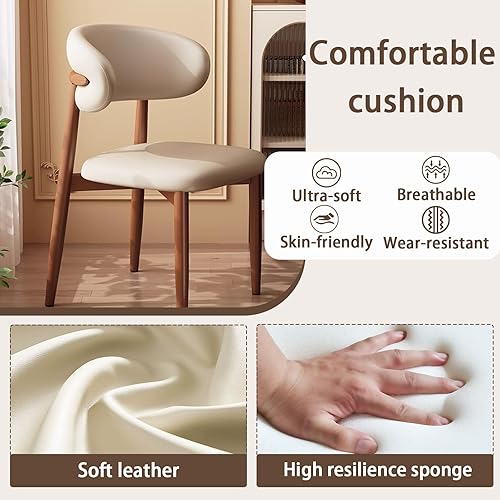 Miniatura 4 de Sillas de comedor de madera maciza, juego de 2 sillas de comedor modernas de mediados de siglo con marco de madera y sillas de comedor tapizadas