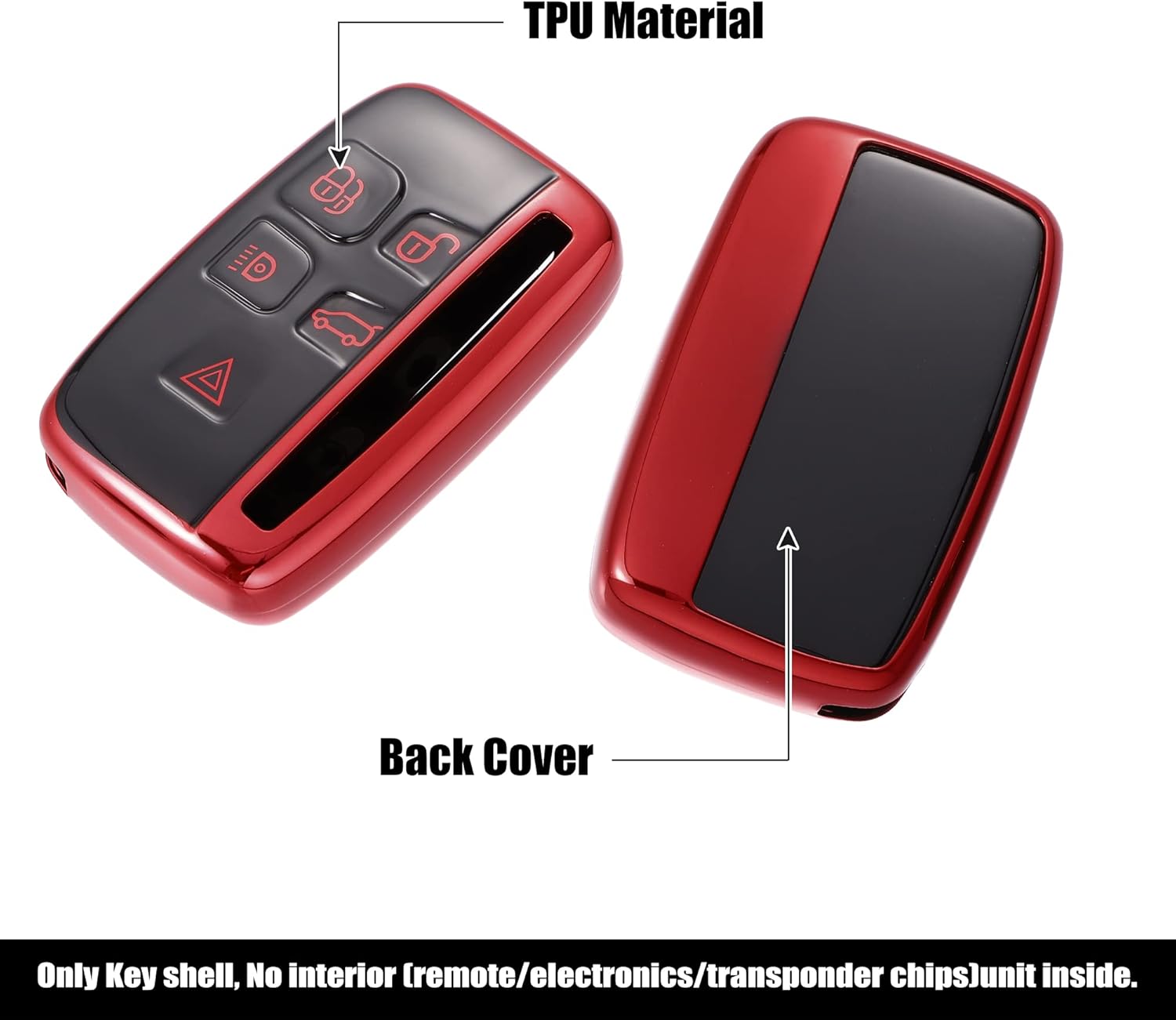 X AUTOHAUX Car Key Fob Cover 5 Button Remote Key Fob Case Red for Range Rover Evoque Velar Discovery LR4 for Land Rover Sport for Jaguar XF XJ XE F-PACE F-Type - Image 4
