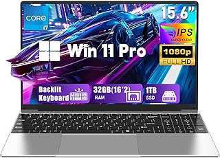 FUNYET Laptop, 2026 15.6-inch Laptop, 32GB RAM, 1TB SSD, Core i7-7600U Processor, IPS FHD 1920 x 1080, Battery 6000 mAh Ga…