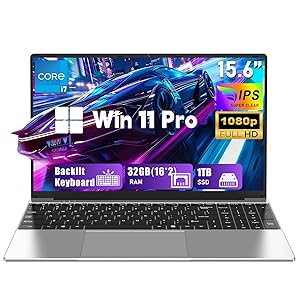 FUNYET Ordenador portátil, 2026 Laptop de 15,6 Pulgadas Laptop, 32GB RAM 1TB SSD, Portátil Core i7-7600U, IPS FHD 1920 x 1080 Notebook, 180°Cierre Abierto, 6000 mAh, Backlit Keyboard - Oferta en Dispositivos Amazon y accesorios