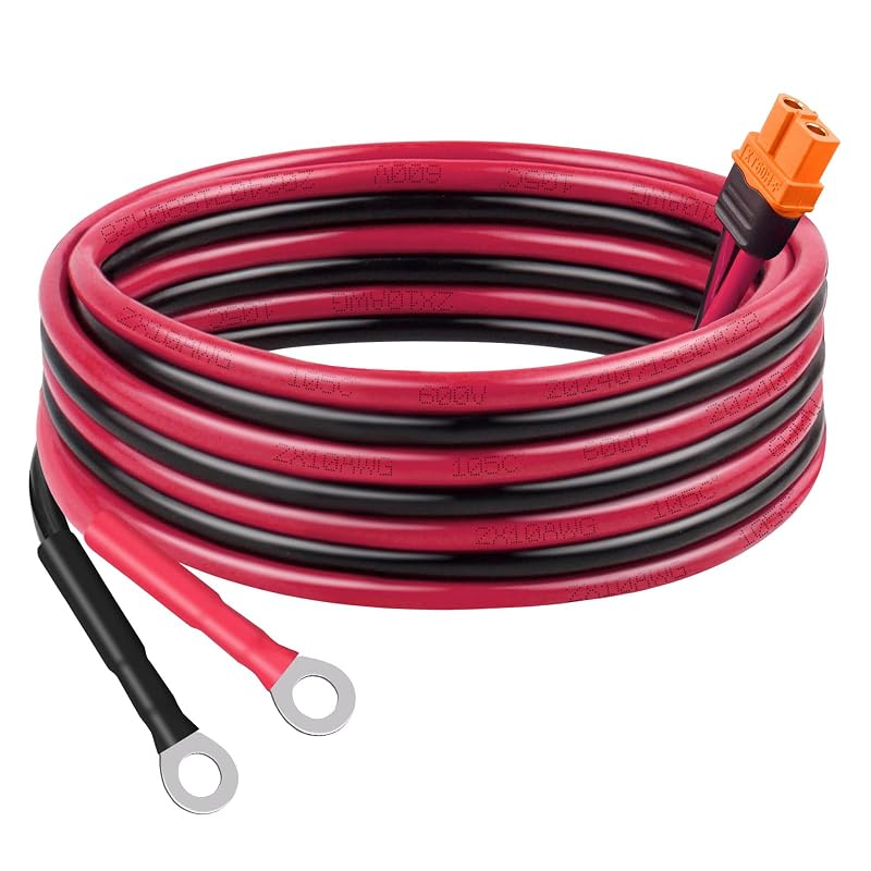 Cabo solar XT60i fêmea para terminal olhal, 10 AWG, 4,57 m, para gerador solar e estação de energia MOOKEERF, 1 unidade