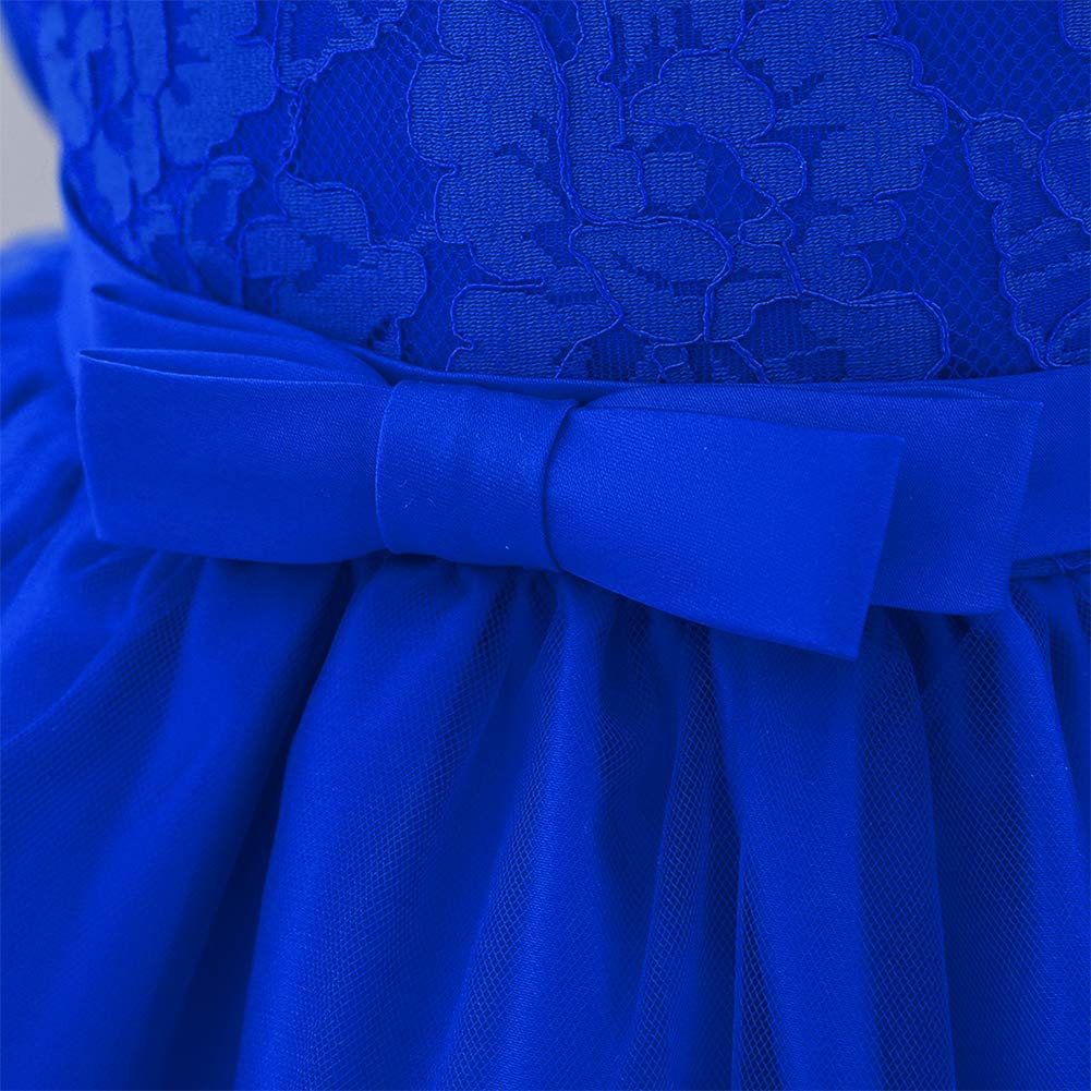 IMEKIS Vestido de flores para niña con encaje de tul, tutú con lazo, vestido formal para bodas, cumpleaños, fiestas, celebraciones, bailes