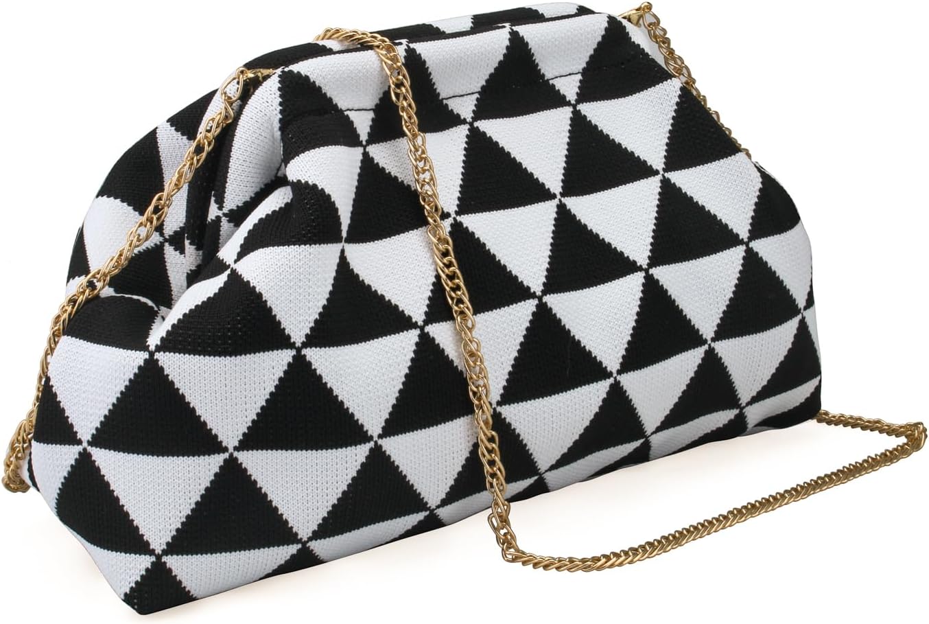 YYW Clutch Purses for Women,Woven Crochet Purse Colorblock Shoulder Bag Casual Knitted Handbag