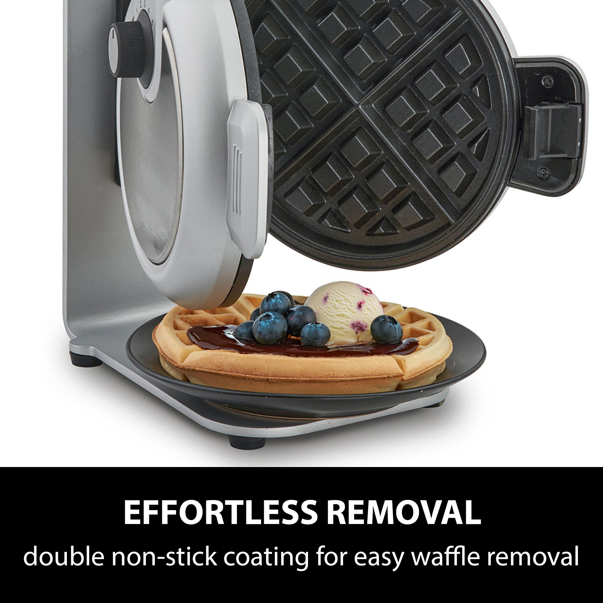 CASO WaffleUp - vertikales Waffeleisen, Testurteil: Sehr Gut, belgisches Waffeleisen,Belgische Waffeln, 5 Bräunungsstufen, 2-fache Antihaftbeschichtung