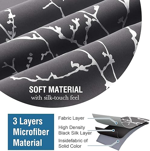 Miniatura 4 de H.VERSAILTEX Cortinas opacas para dormitorio, con estampado de ramas de árbol, con aislamiento térmico y ojales, cortinas de ventana gruesas y