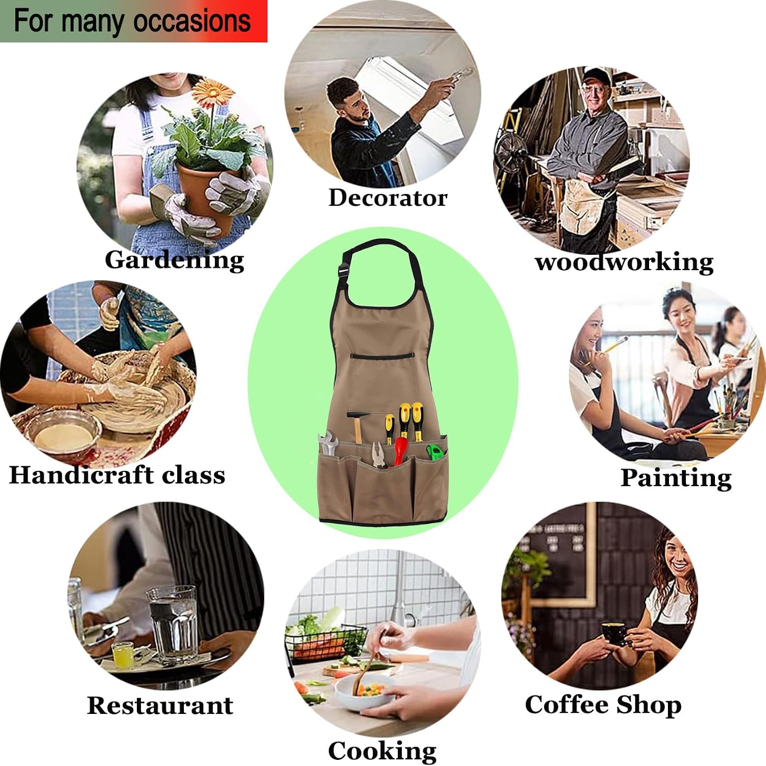 Gardening Apron with Pockets, Adjustable Oxford Garden Apron for Women Men | Canvas Apron, Tool Pockets, Adjustable Straps, Kitchen Cooking Baking Bib Apron, Waterproof Heavy Duty Work Tool Apron
