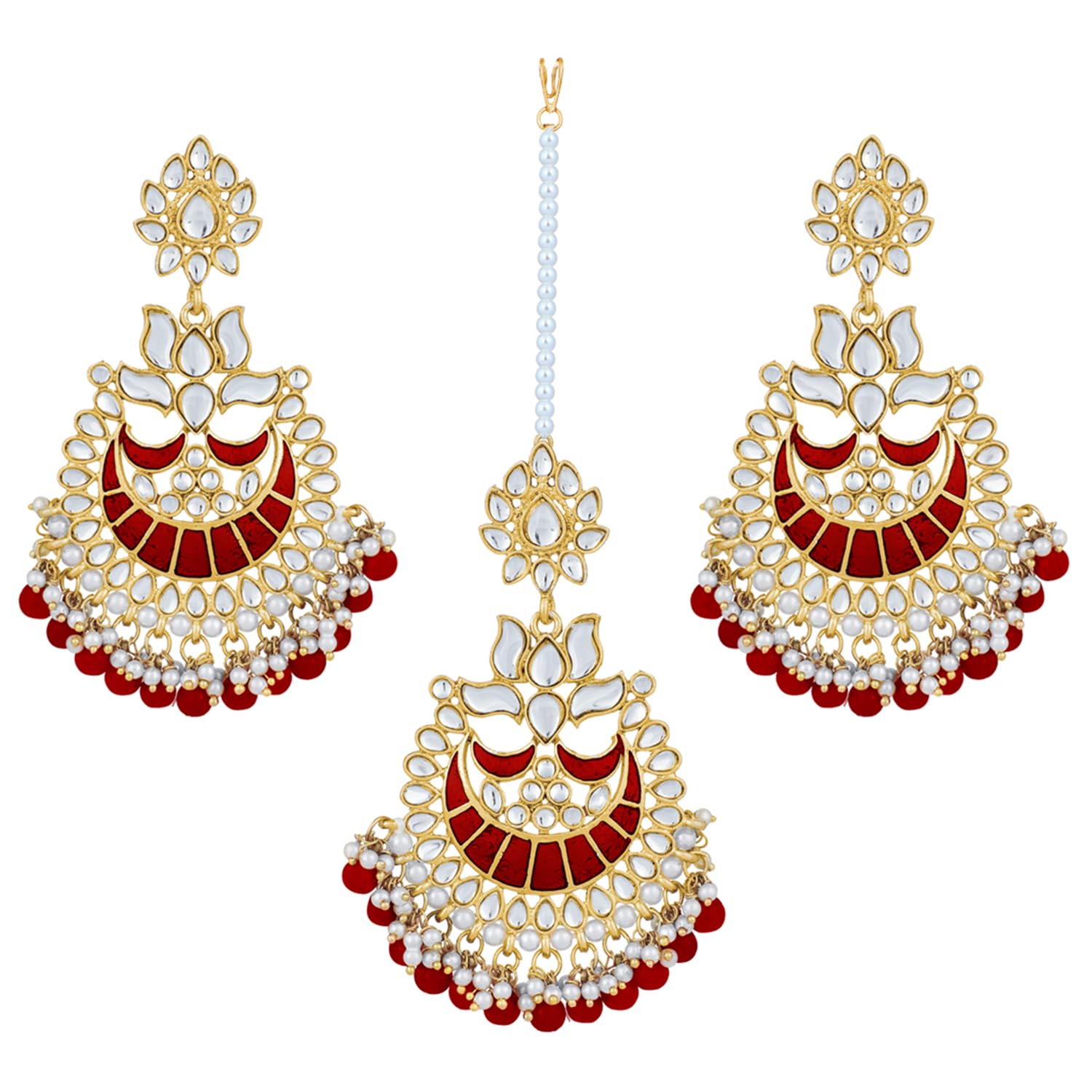 See full amazon price history chart for Peora 18K Gold Plated Kundan Pearl Enamel Maang Tikka Earring Set for Women Girls Peora 18K Gold Plated Kundan Pearl Enamel Maang Tikka Earring Set for Women Girls (B07NWQGFD3) Amazon Price History, Amazon Price Tracker