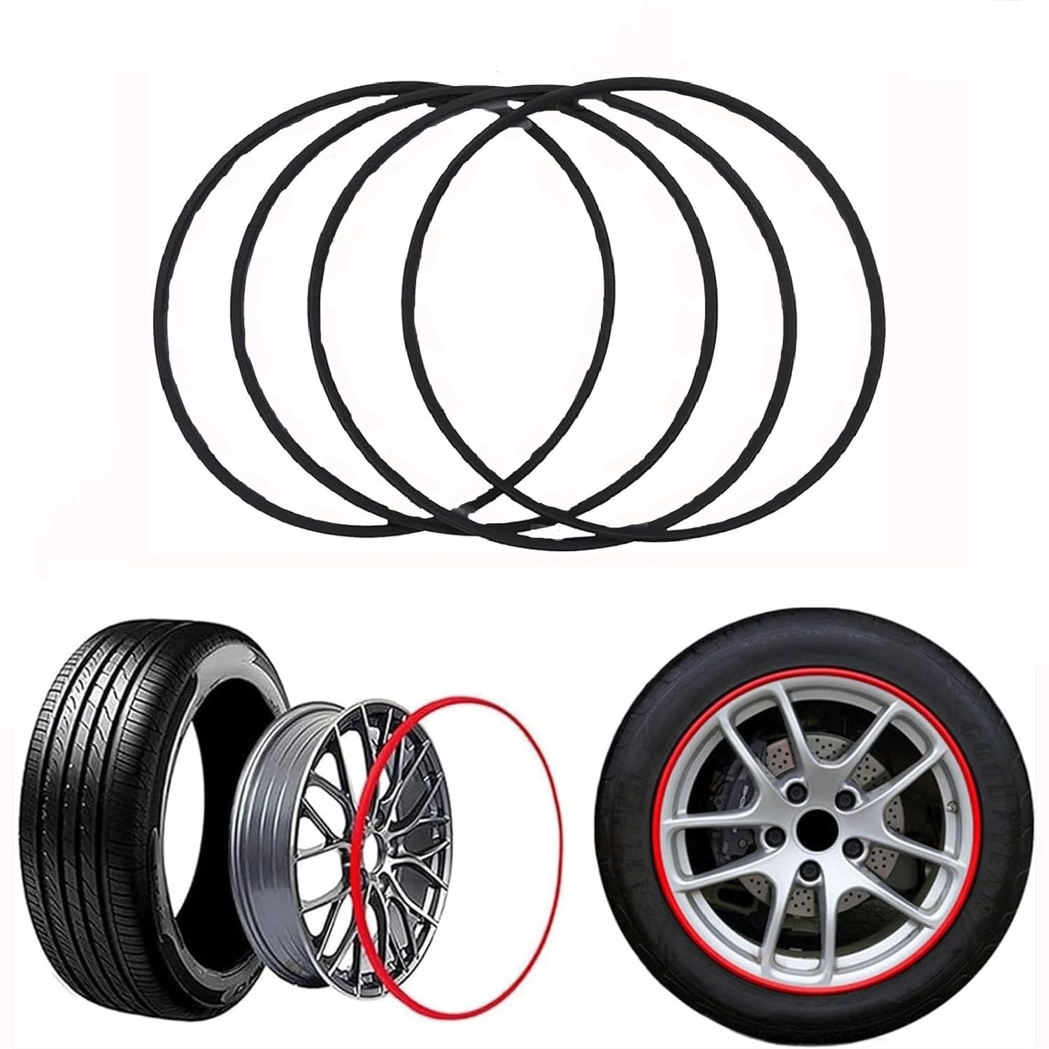 Professional Alloy Wheel Protector - 4PCS Universal Anti-Scratch Tire Strip, 17-22 Inch Rim Edge Guard, Adhesive Protection for Light Vehicles, Durable Rim Decoration