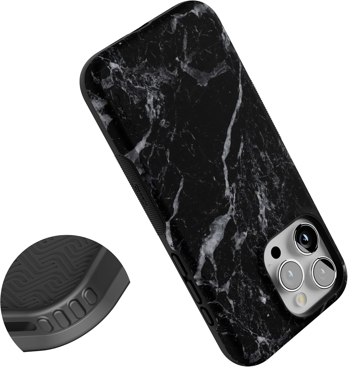 Casely iPhone 15 Pro Case | Black Pearl Marble | Bold Protective Design | Compatible with MagSafe