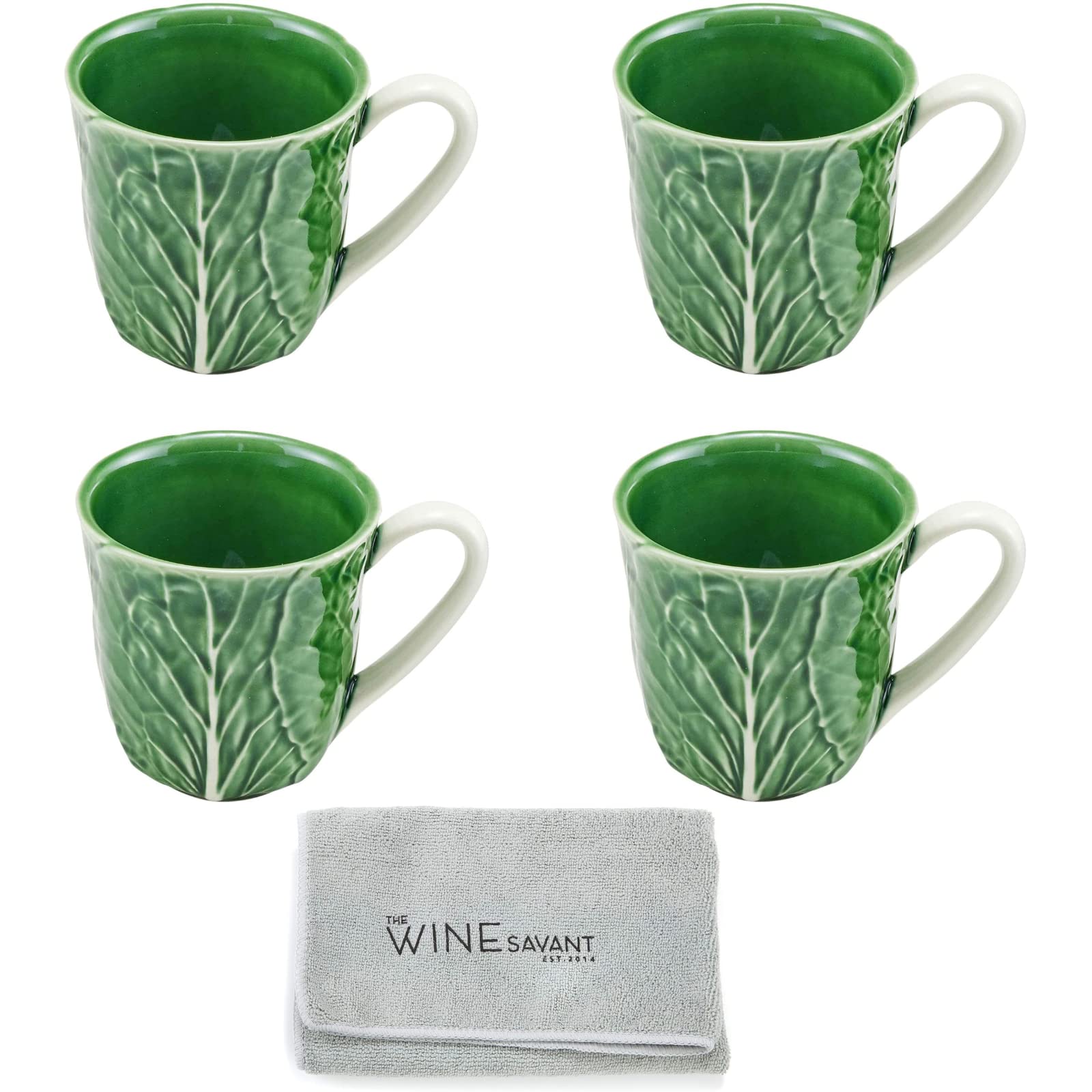 Amazon.com: Bordallo Pinheiro Cabbage Mug Natural Green Set of 4