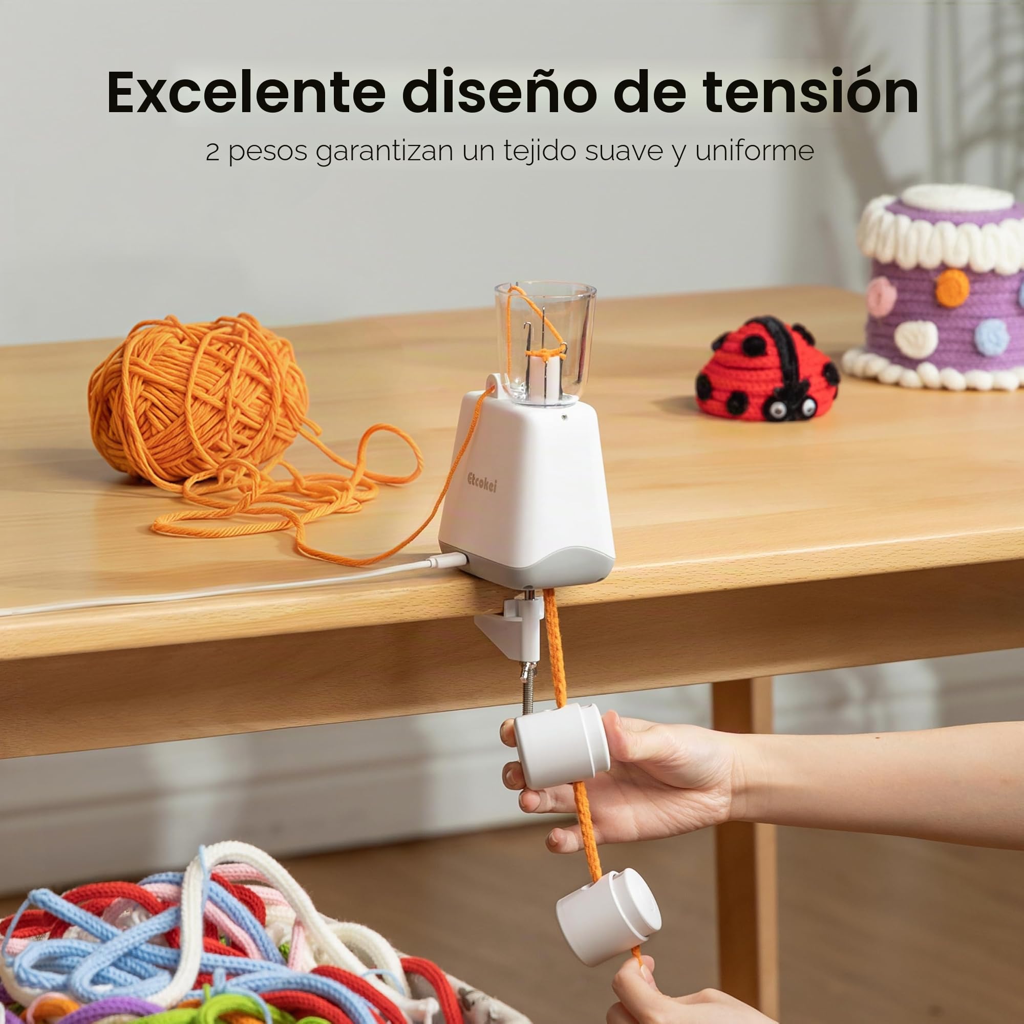 Etcokei Stickkvarn, máquina de coser eléctrica, fabricación automática de cables de punto para una eficaz producción casera en un instante en cordón de hilo de punto, perfecta para proyectos creativos