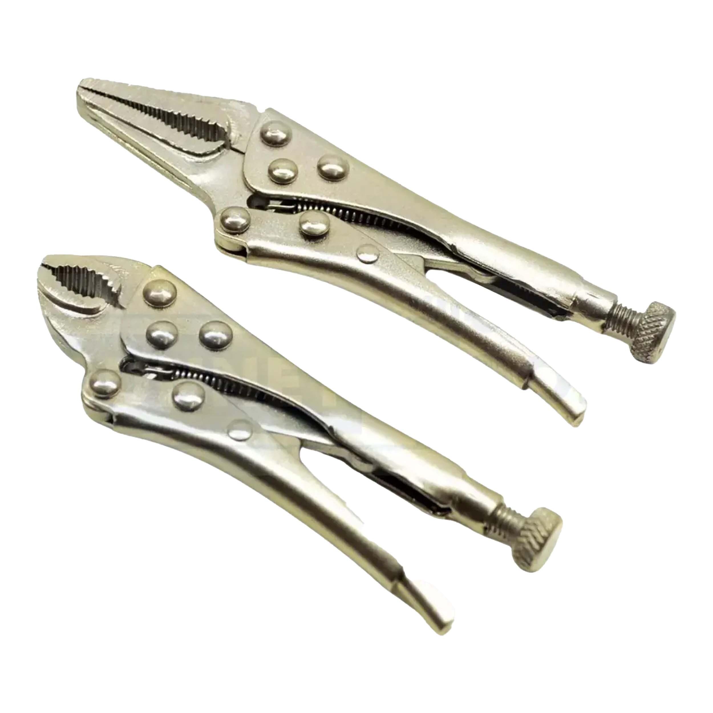 Dunnet Tools Mole Grips 2pc Mini Locking Pliers Set, Silver