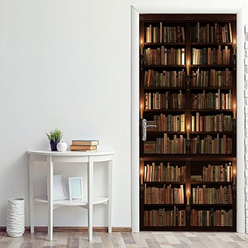 Adhesivos 3D para puerta, papel tapiz mural, impermeable y humedad, calcomanías de vinilo para puerta, para dormitorio, oficina y decoración del