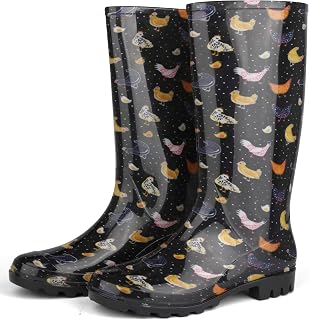 DaeRainy Tall Rain Boots for Women, Knee High Waterproof Slip On Garden Boots