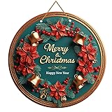 Radhesh Rakhi Christmas Hanging Merry Christmas Printed Wall Hanging/Door Hanging for Home and Christmas Decorations Items- Christmas Gift Items 8 inch (W-H-5)