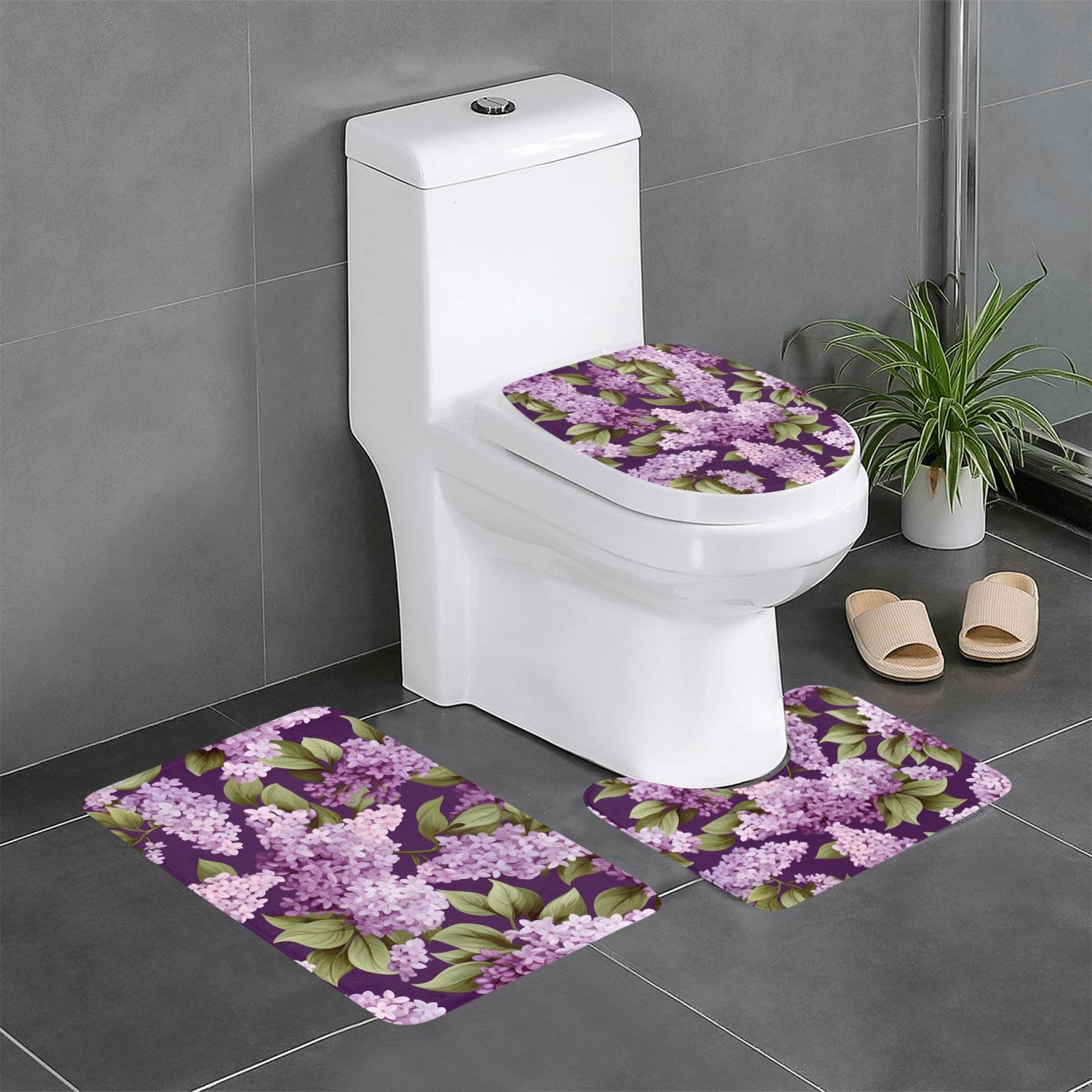 Tapis de salle de bain lilas 61x40.6 cm tapis de sol antidérapant wc et lavabo