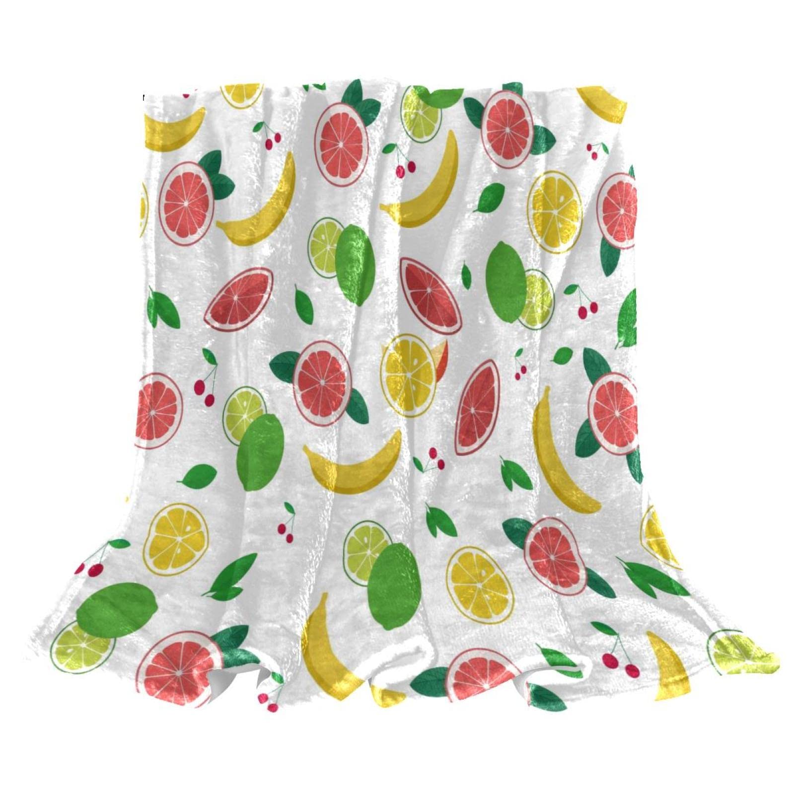 Couverture de lit douillette et moelleuse imprimé fruits jaunes