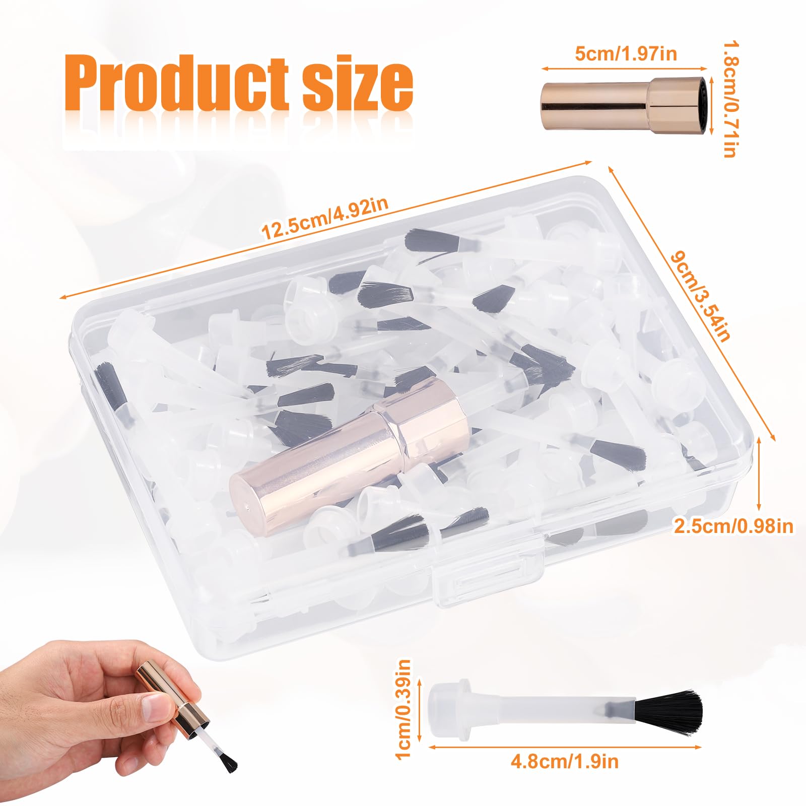 Dip Nail Replacement Brush Kit, 66pcs Nail Polish Brush Replacements with 1 Cap 1 Storage Box Dip Powder Replacement Liquid Brush Fine Soft Bristles Brush for Professional or Amateur Manicurist
