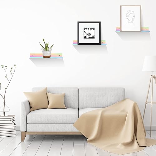 Miniatura 2 de Blulu 8 estantes flotantes de acrílico, estante invisible para montar en la pared para plantas, libros, imágenes, registros de maquillaje en la sala