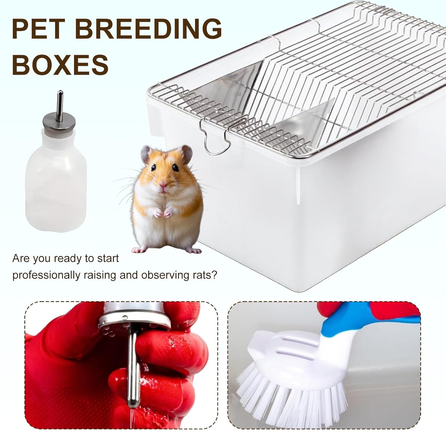Lab Mouse Cage, Laboratory Rat Rodent Breeding Cage, Small Animal Cage, Mouse Breeding & Weaning Cage (L)