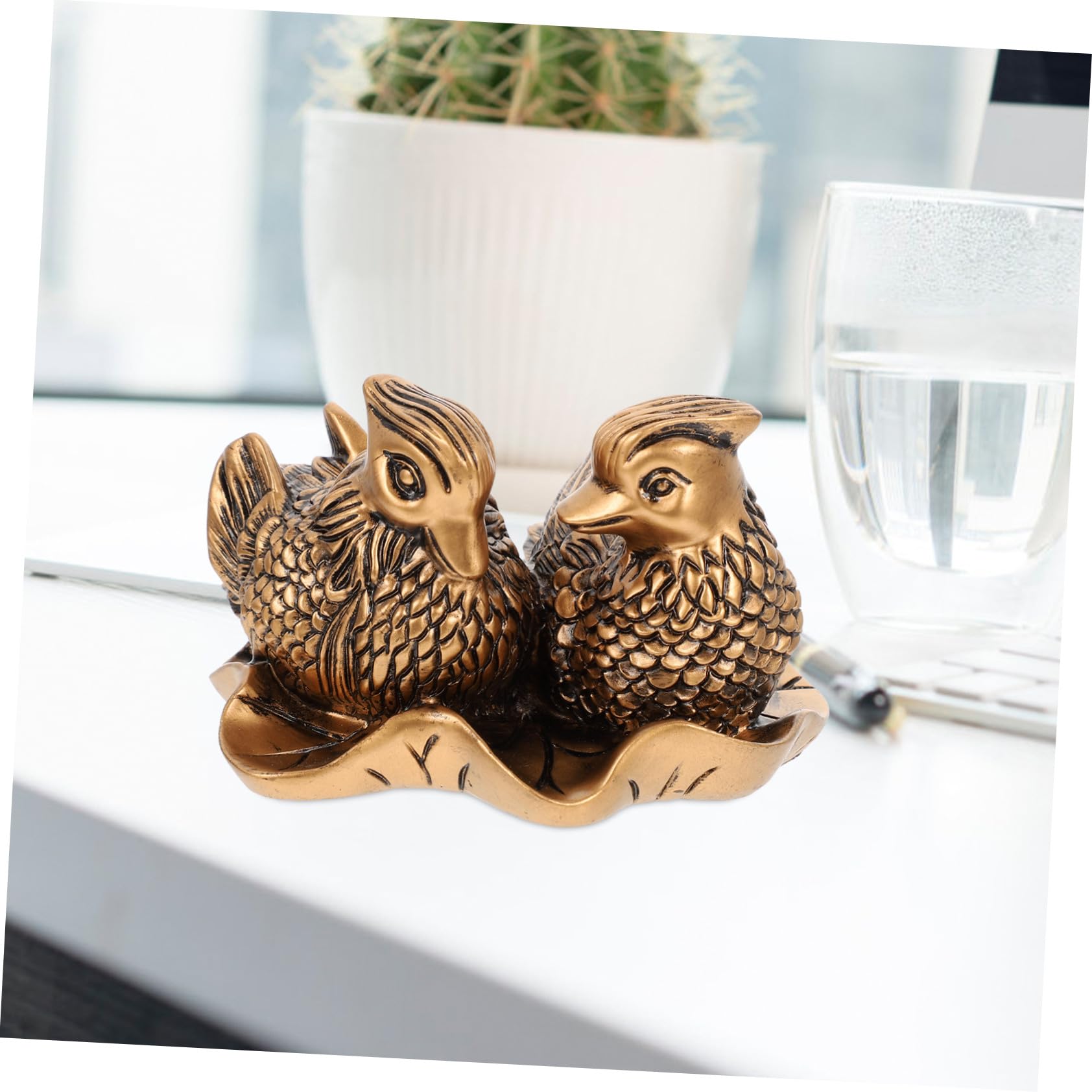 VICASKY 5 Stück Mandarinenente Figur aus Sicherem Resin Romantische Hochzeitsdeko und für Brautpaar Langlebige Skulptur mit Liebe Vögel Motiv Leicht und Vielseitig für Zuhause und Büro