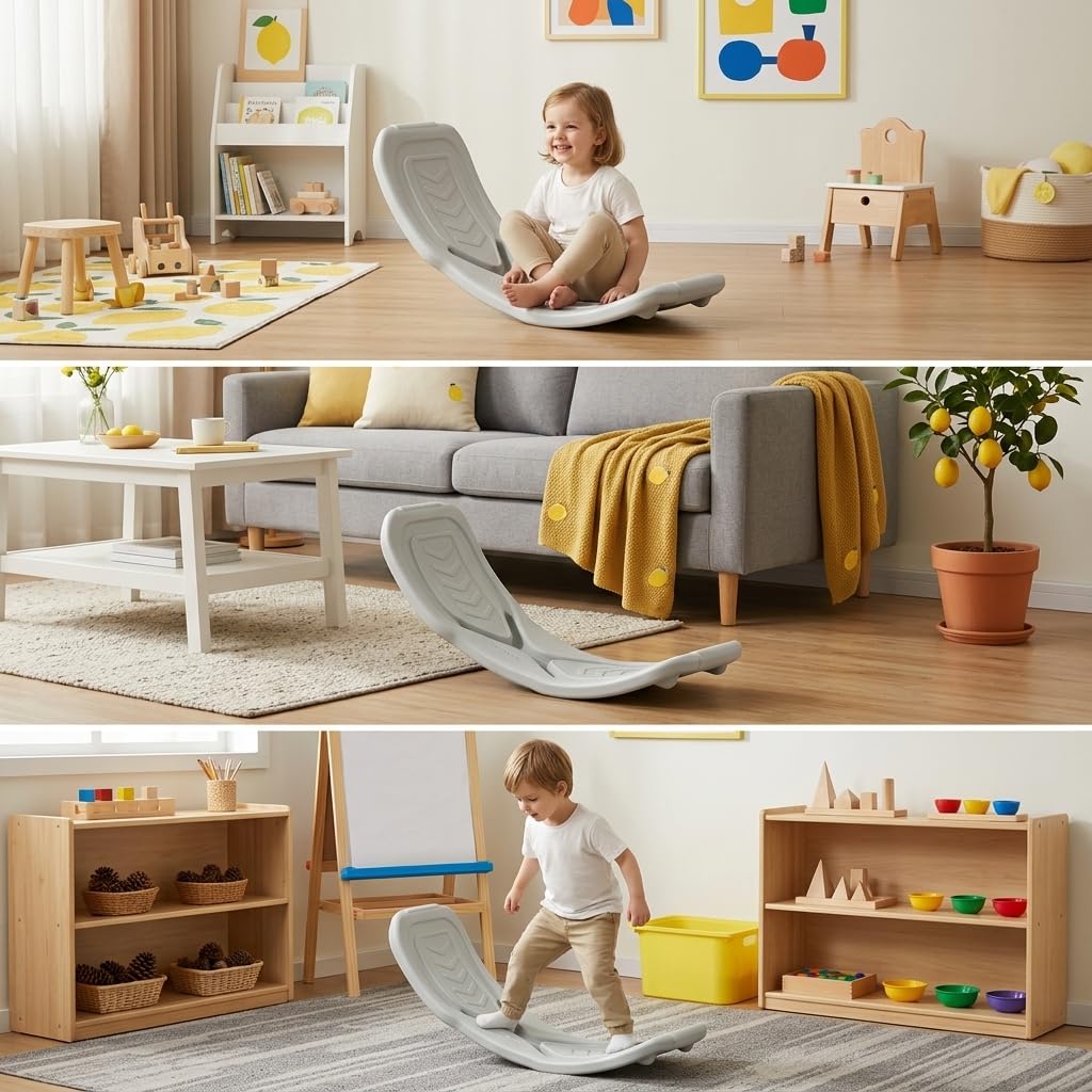 Tabla Equilibrio para Niños Plástico, Balancín Sensorial Infantil para sarrollo Motor y Coordinación