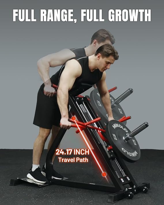 Mikolo Linear Row Machine, Back Workout Machine for Home Gym, Plate-Loaded Back Machine with Linear Bearing, Back Row Machine for Upper Body