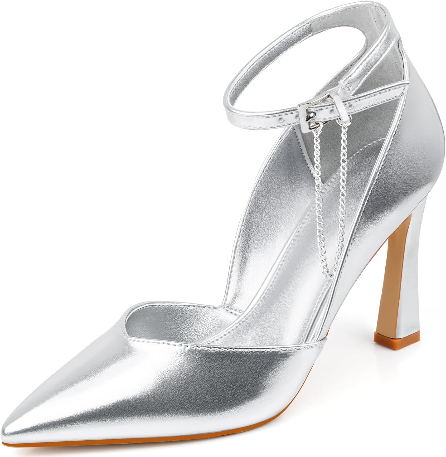 Closed Toe Pumps Women Chunky Block Heels Pointed Toed Ankle Strap Heel Pump Shoe Office Wedding Casual Dance Glitter Pumps Shoes for Lady Size 6-11