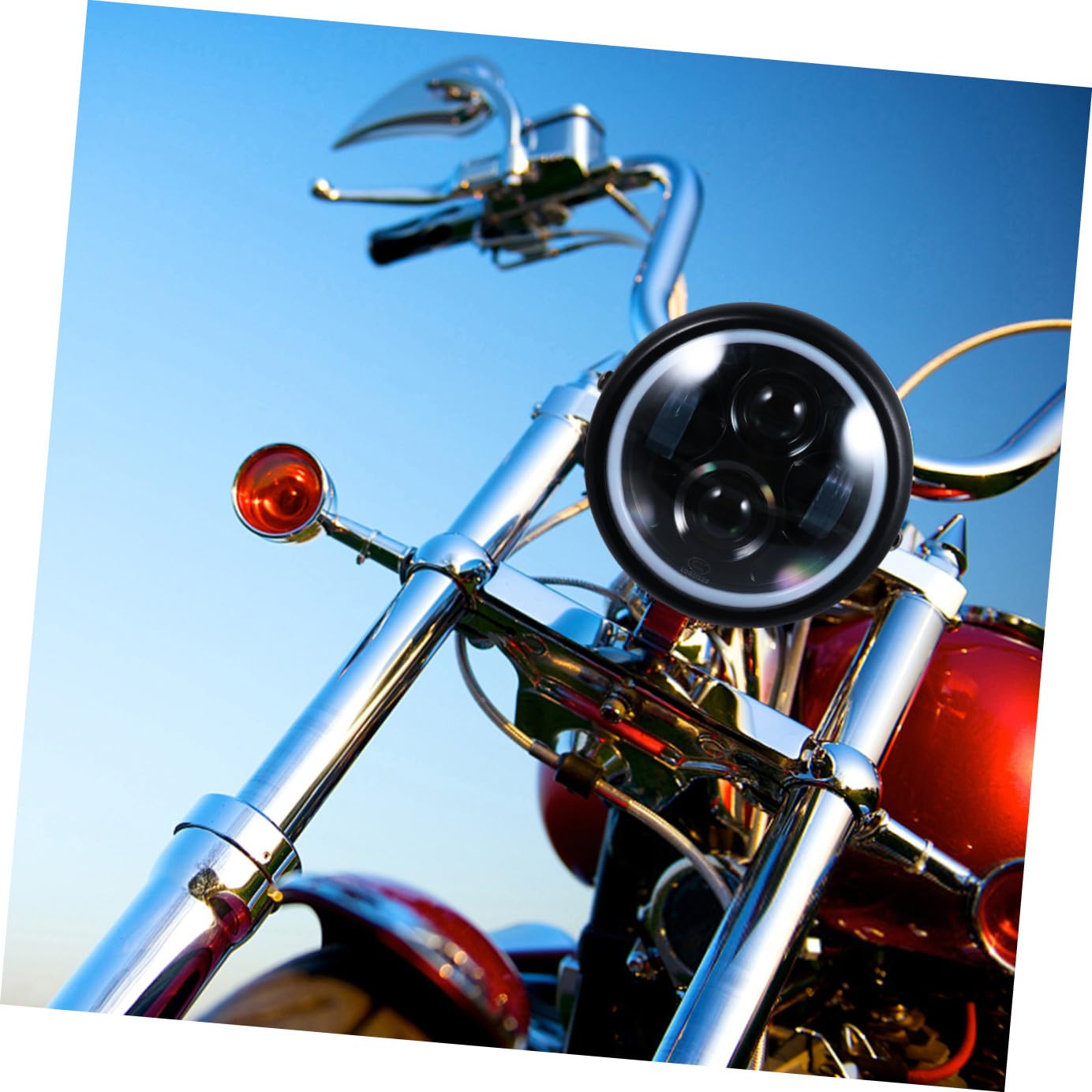 ABOOFAN Faro a LED per Moto Retrò Luce di Guida Notturna, Lampada a LED Resistente All’usura per Guida in Condizioni Avverse, Gruppo Ottico Anteriore Compatibile per Moto Vintage