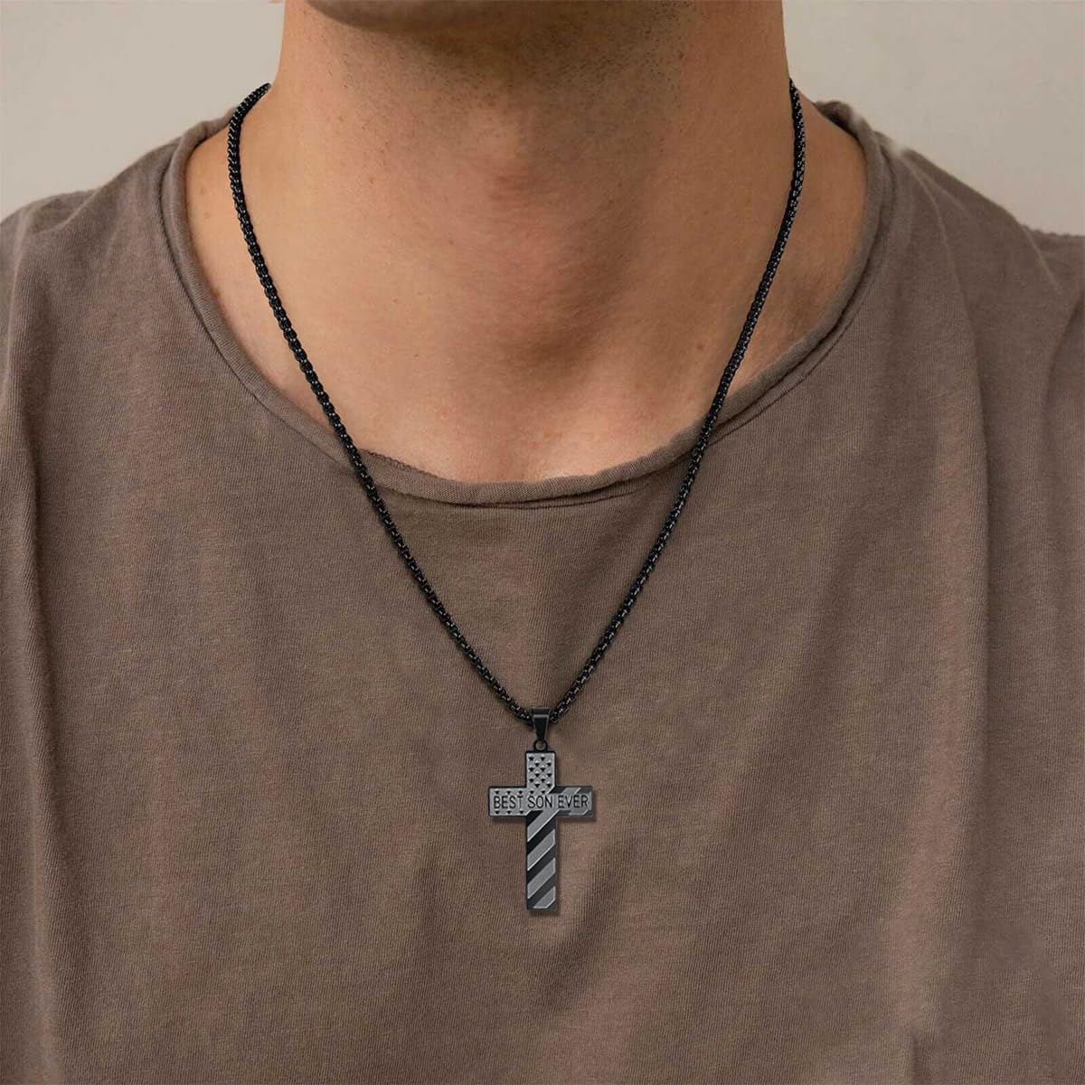 GULICX Son Gifts from Mom, Cross Necklace Bible Verse Pendant Chain for Teenage Boys Men, Christian Birthday Christmas Baptism Confirmation Valentines Day Easter Graduation Gifts for Son Teens Boys - Image 4
