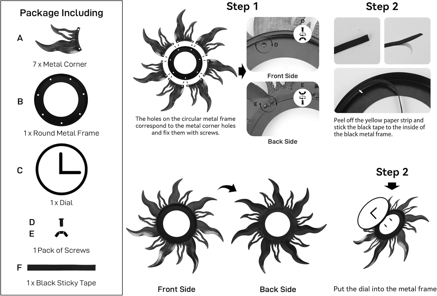 Large Outdoor Clock with Thermometer & Humidity - Silent Non-Ticking Sun Outdoor Wall Clock for Patio, Garden, Kitchen, Living Room(Brown)