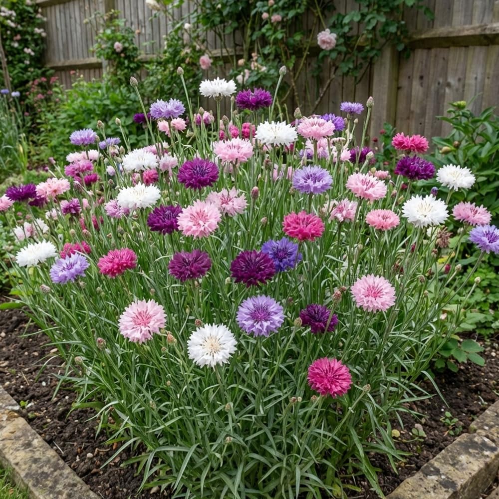 Cornflower Seeds – Centaurea cyanus Double Mixed (Fiordaliso Doppio Multicolour) – Hardy Annual Wildflowers – Vibrant Pink, Purple & White Blooms – Bee Friendly Garden Flowers