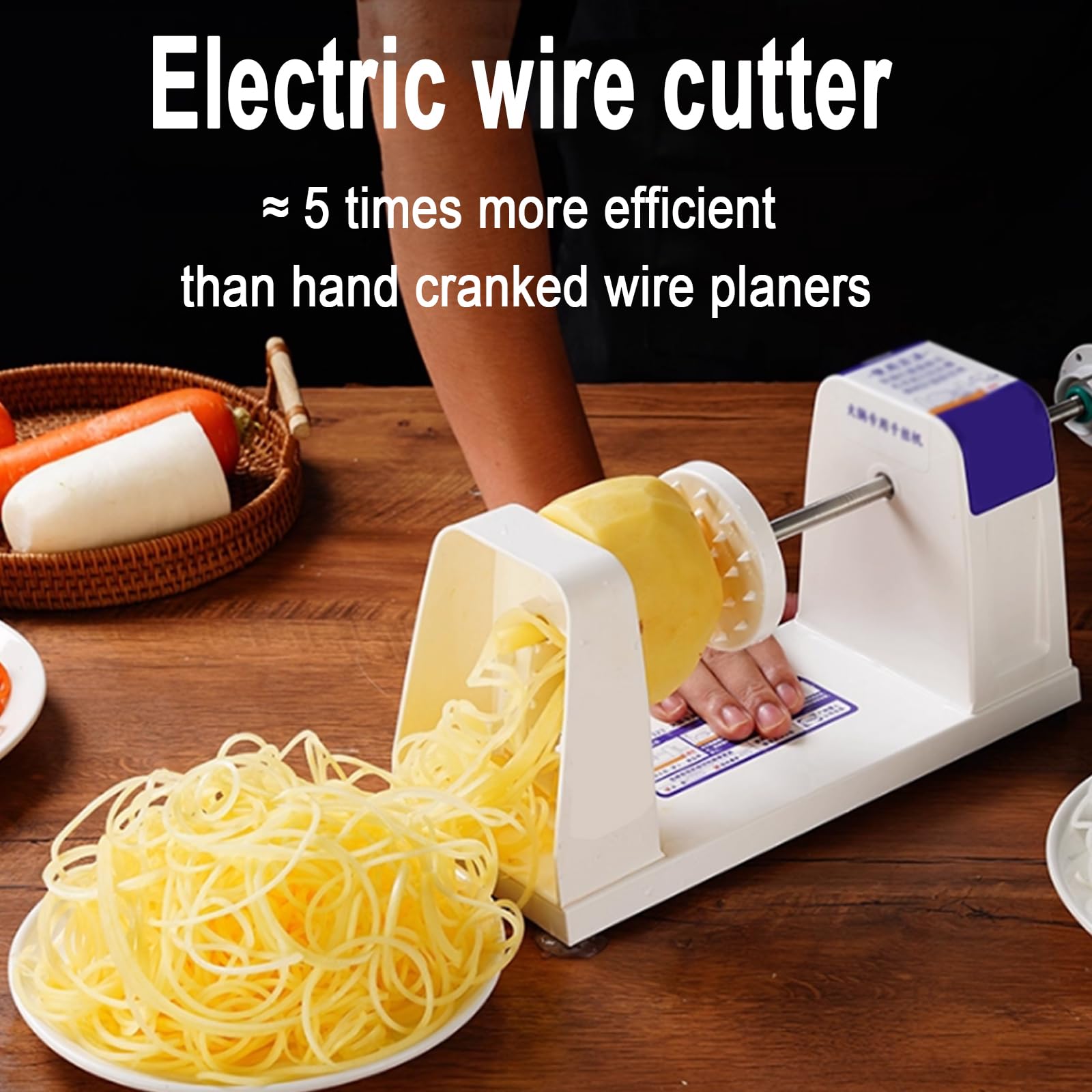Elektrischer Gemüseschredder Slicer, Automatisch mit 3 Dickenoptionen (1/2,5/3,5 mm), Zeitsparend für Zuhause & Restaurant