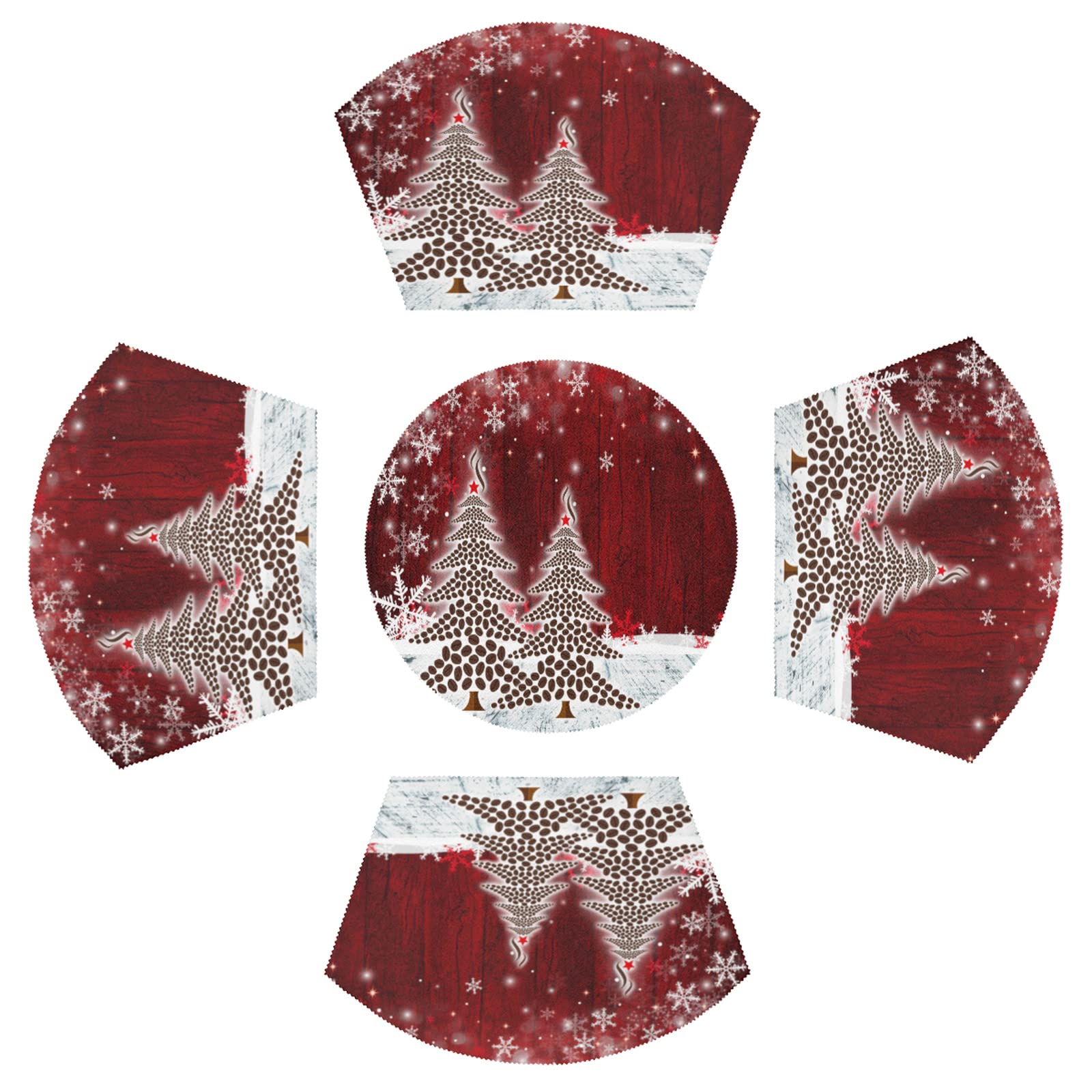 Christmas Tree Round Table Placemats Set of 4 Table Mats Xmas Winter
