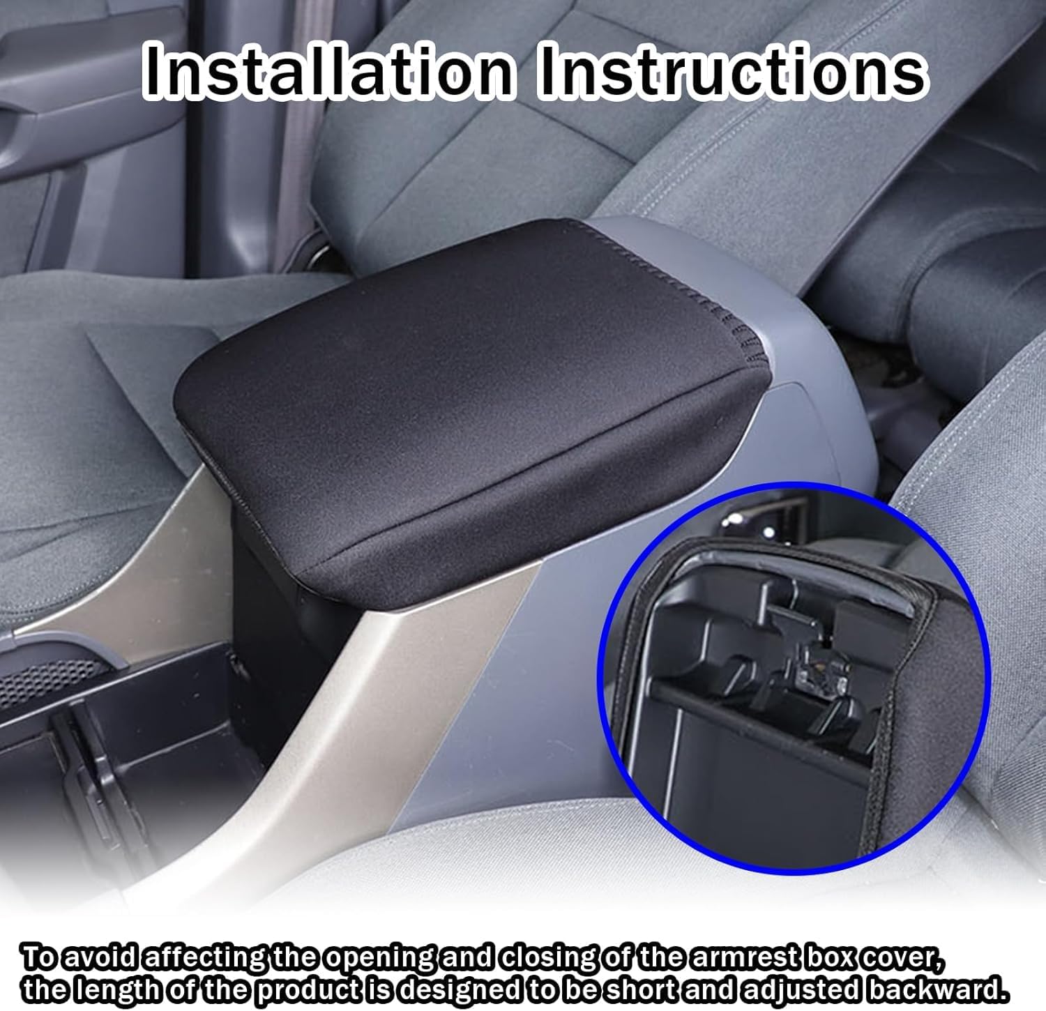Center Console Armrest Cover for Honda Pilot 2003 2004 2005 2006 2007 2008 Accessories, Cloth Armrest Lid Cushion Pad, Armrest Seat Box Cover Mat (Black)