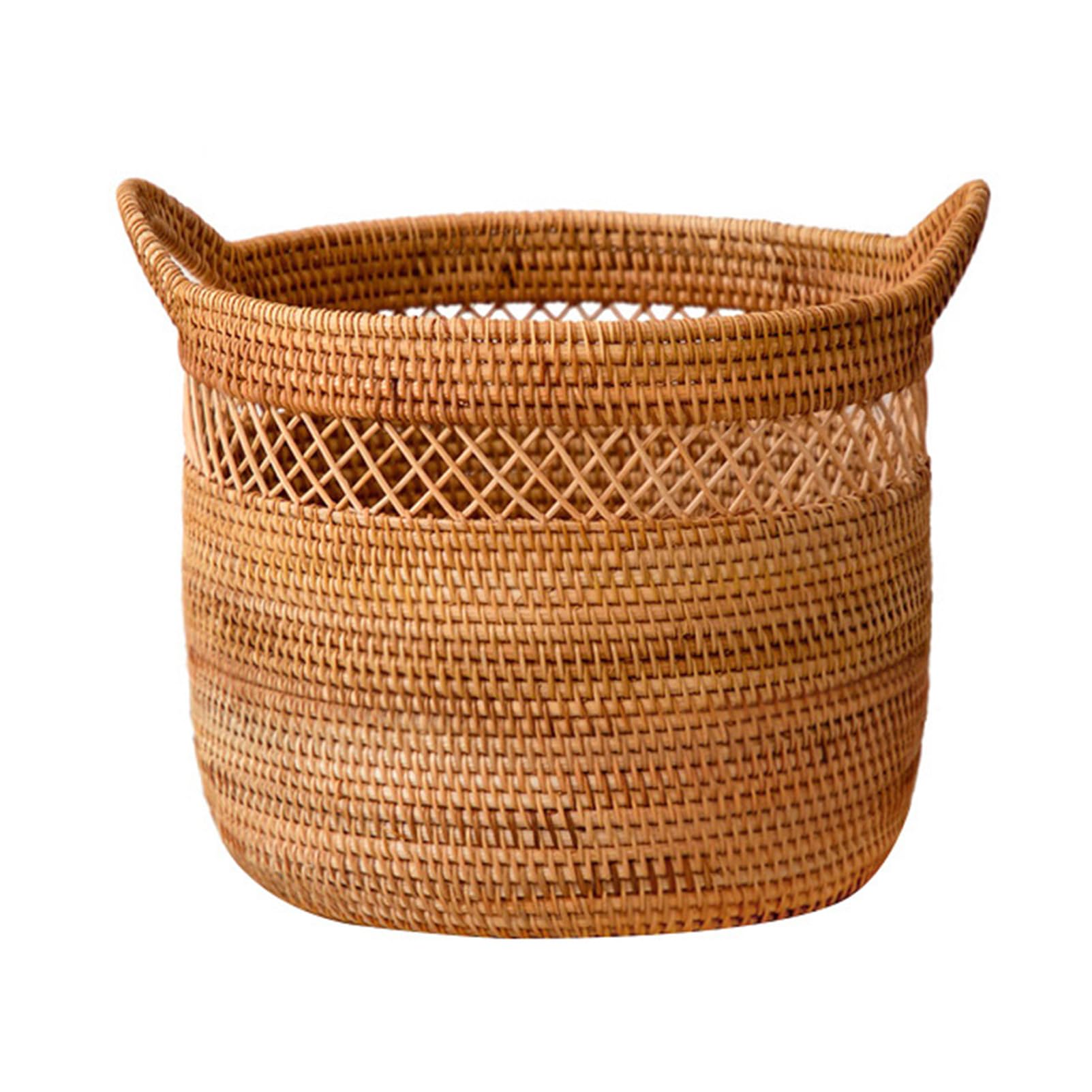 Rattan Woven Dirty Clothes Basket with Lid, Household Bathroom Dirty Clothes, Toy Storage Basket, Large Capacity Laundry Basket, Dirty Clothes Basket, Storage Bucket, Woven Basket
