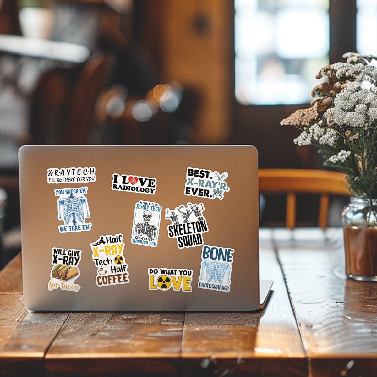 10pcs Radiology Sticker Sheet, X-Ray Tech Vinyl Decals for Radiologic Technologists, Students, Healthcare Workers, Waterproof, UV-Resistant, for Laptop, Water Bottle, Clipboard, Phone Case, Notebook