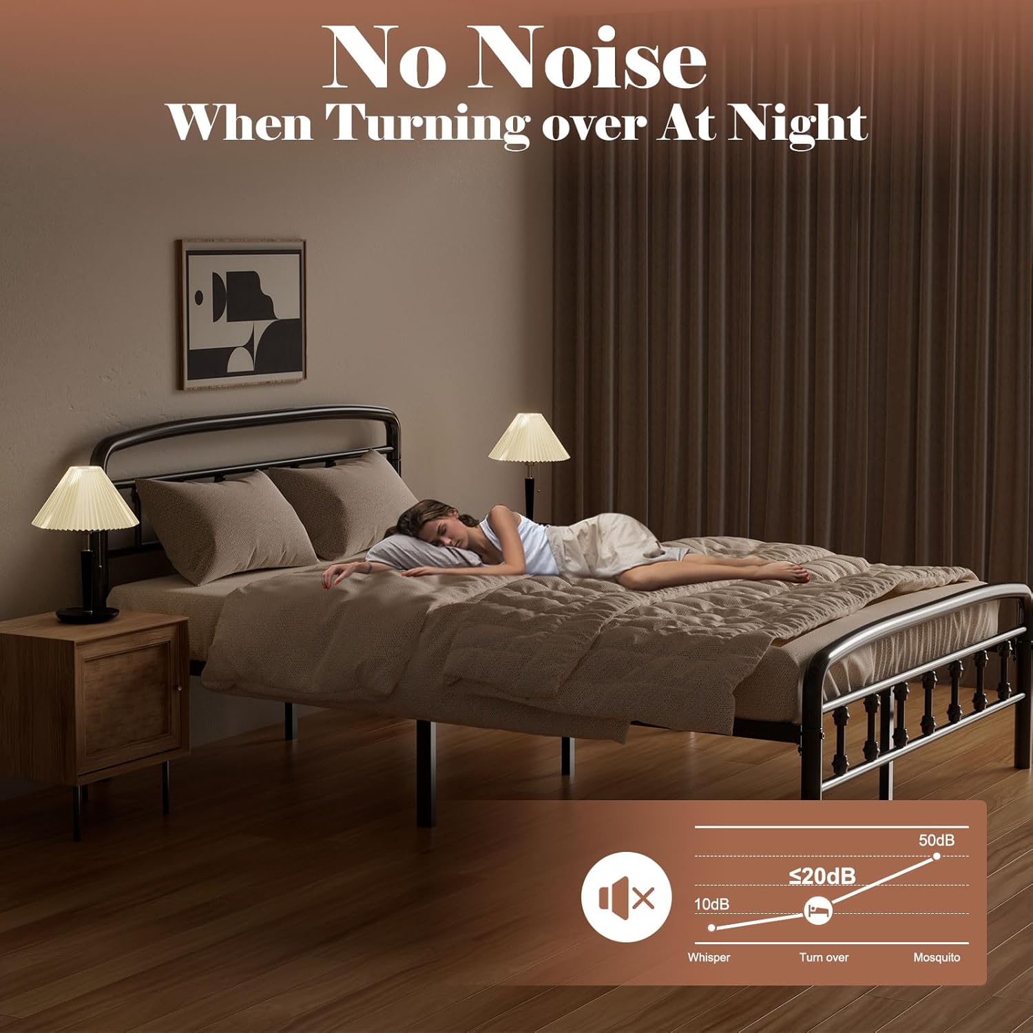 Metal Full Size Bed Frames with Headboard , No Squeak & 1500lbs Heavy Duty Support | Metal Bed Frame Full with Footboard | Tool-Free 20-Min Assembly, No Box Spring Needed, Underbed Storage - Image 5