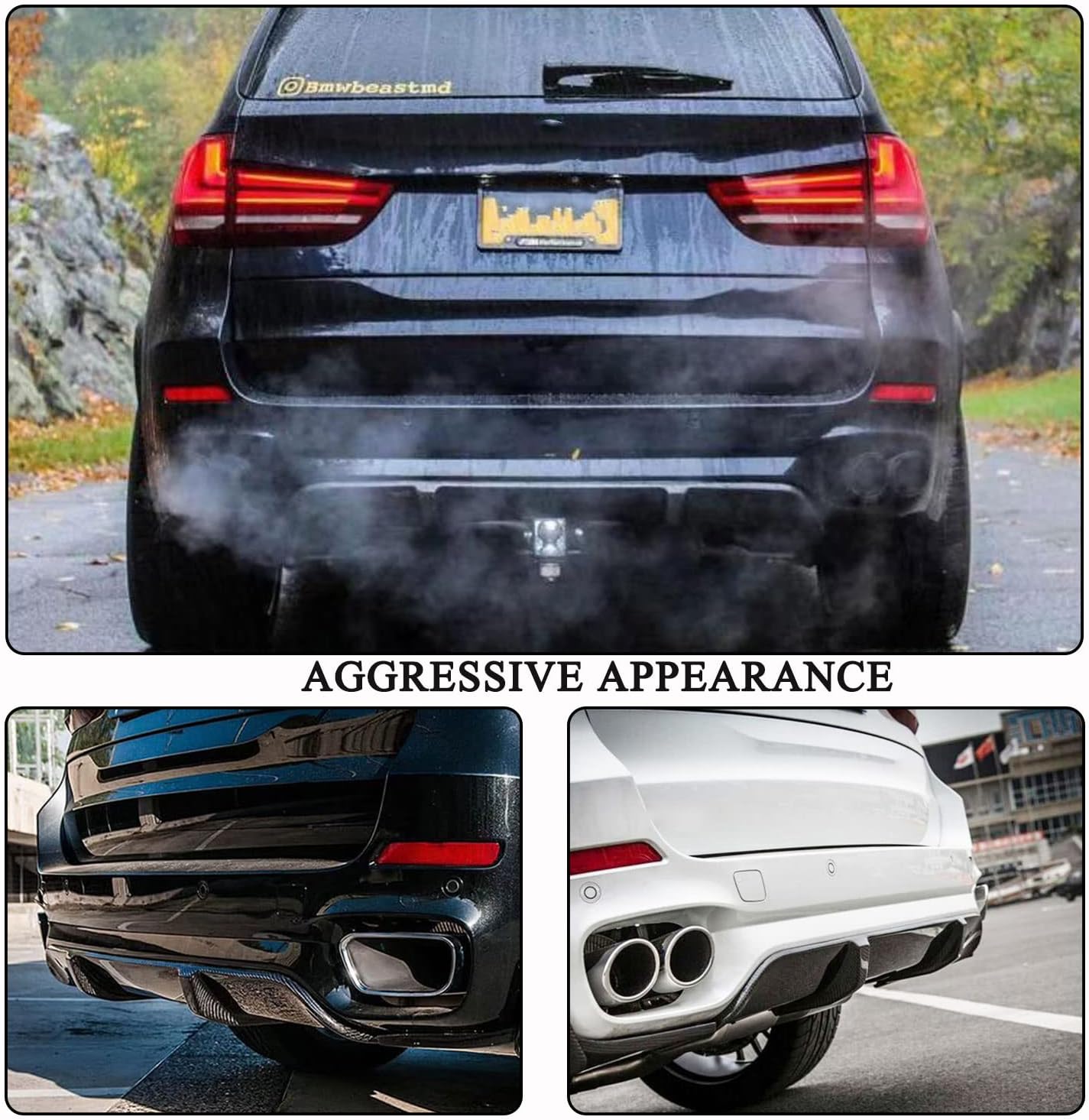 MCARCAR KIT Carbon Fiber Rear Diffuser for BMW X5 F15 xDrive35i xDrive50i M Sport SUV 2014-2018 Factory Outlet Lower Bumper Lip Spoiler Body Kit