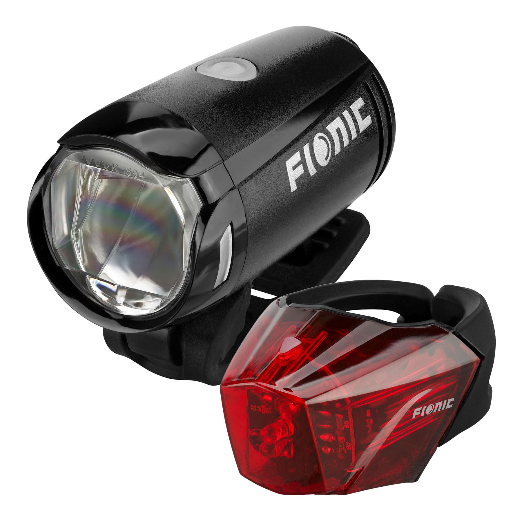 FIONIC Bright & Sparkle 25 Lux Fahrradbeleuchtung Set Klein USB Fahrradlicht StVZO Frontleuchte Rückleuchte Sport & Freizeit