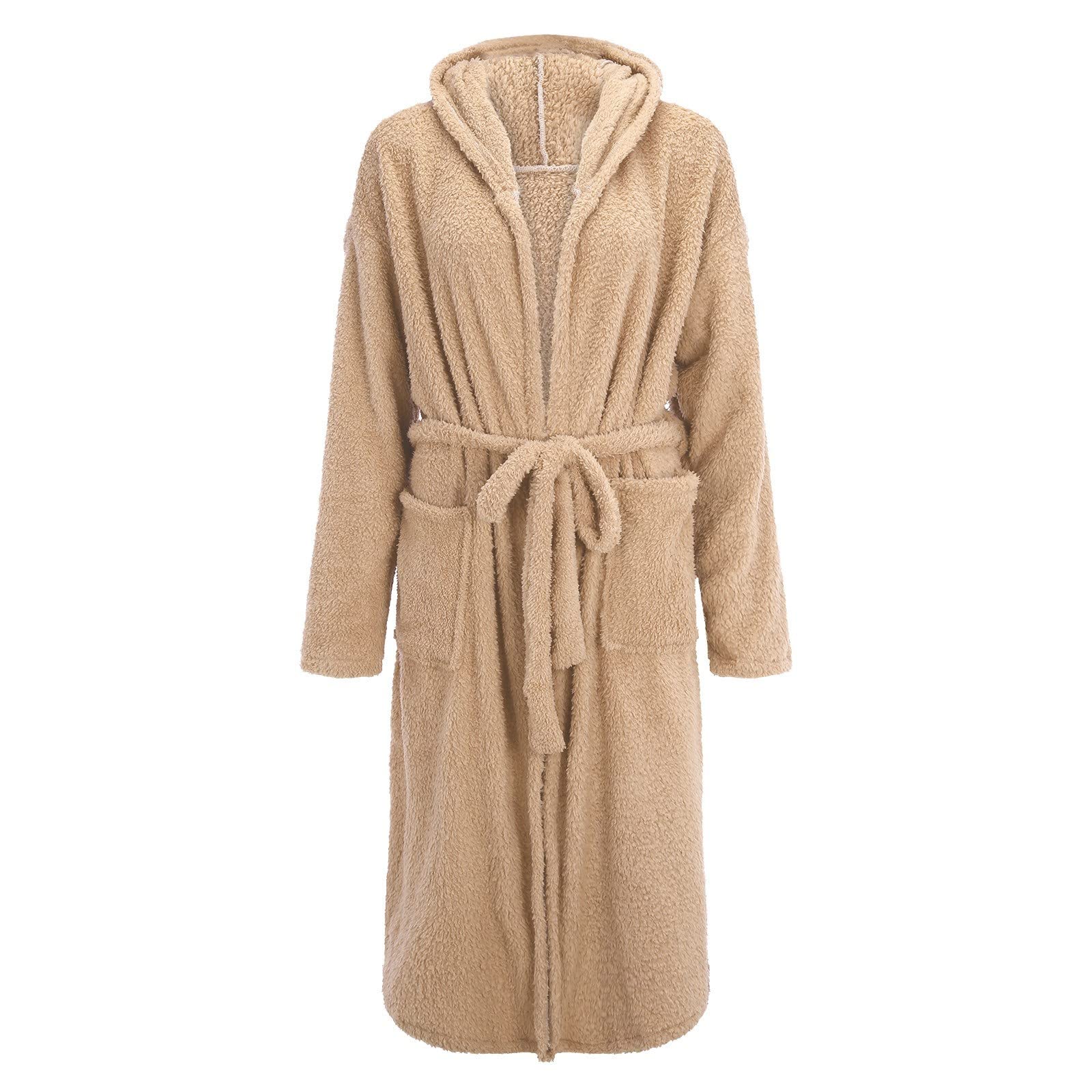 Bata de baño de franela con capucha y doble bolsillo para mujer, suave y cálida, de doble cara, de terciopelo, para el hogar, para hombre, talla 2XL