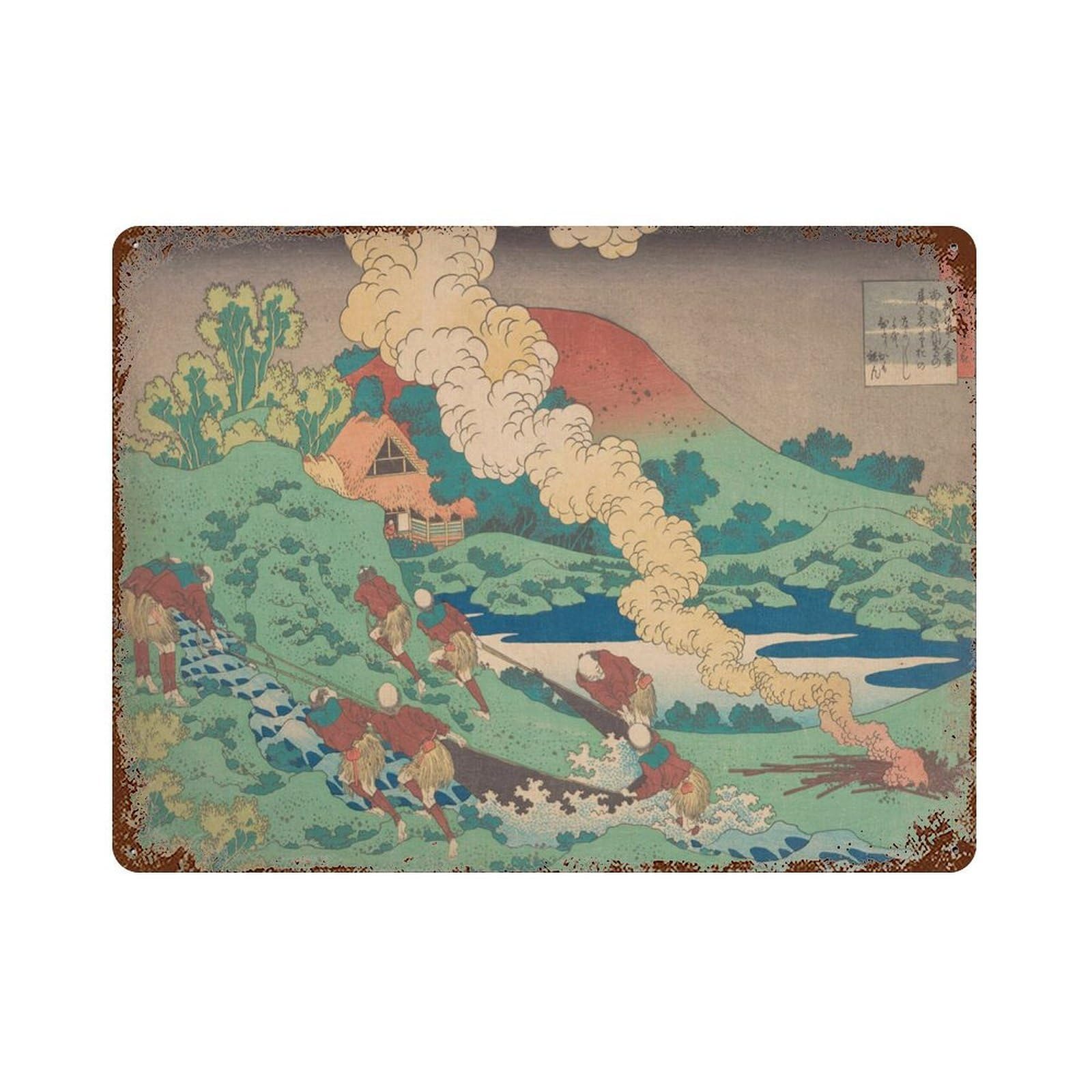 xiaoxiaoshen Hokusai Woodblock Japanese Landscape Wall Decor Art Metal Tin Poster Modern Home Decor Art Home Bar Shop Decorations Vintage Sign 30x40cm