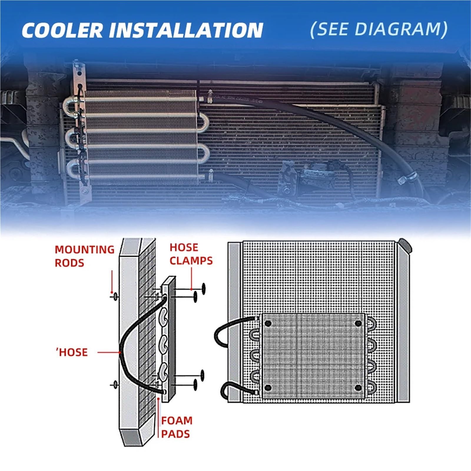 Filtro aria cabina 15300 Radiatore del fluido 16 passaggi 16" Tubo e alette Radiatore dell'olio della trasmissione Electra-Cool - AN8 OSA018 filtro abitacolo(Blue)